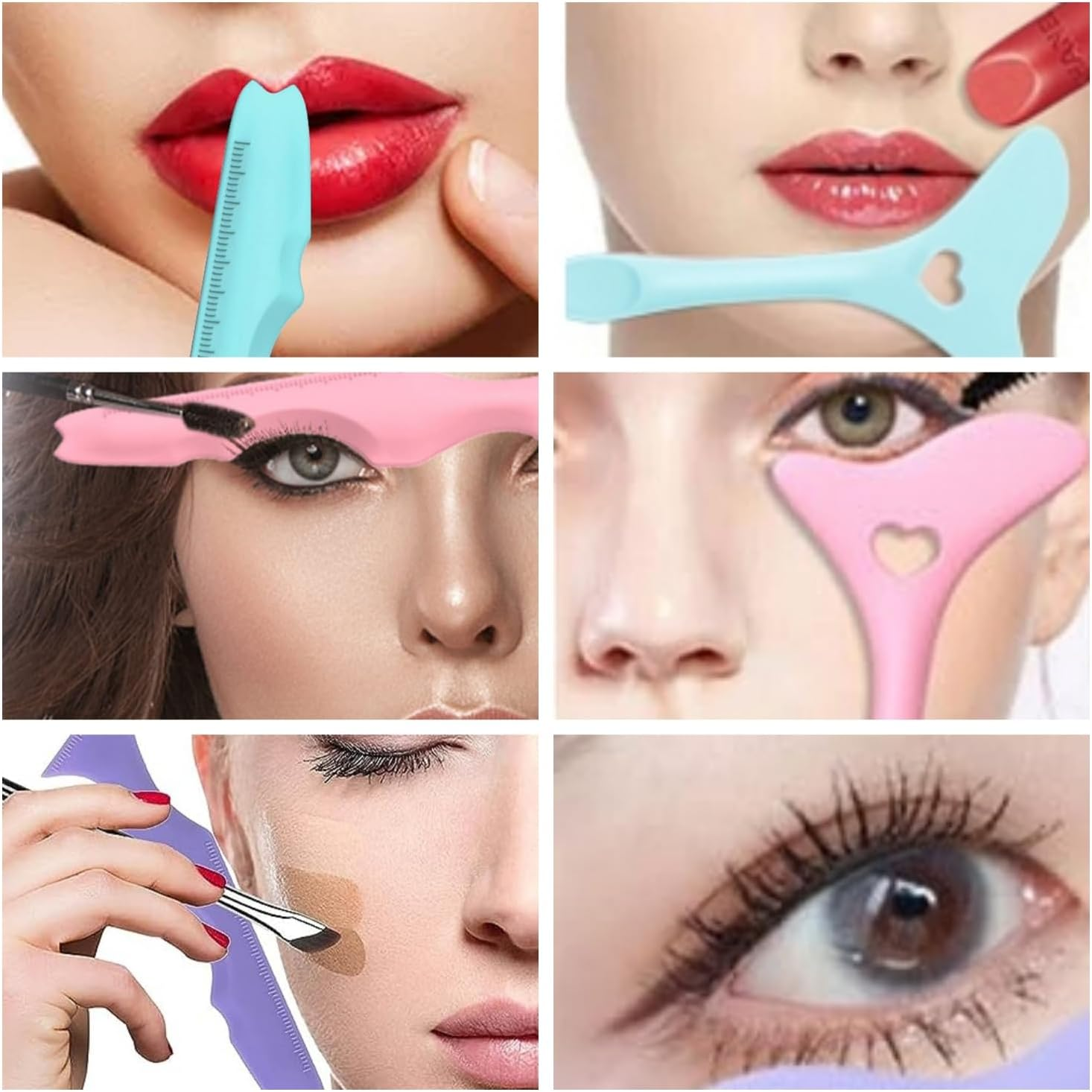 2Pcs Multifunctional Eyeliner Stencils, Eye Makeup Tool Set Wing Eyeliner Aid Silicone Beauty Ruler as Eyelash Shield/Eyebrow Shaping/Jaw Line/Lip Line for Beginners (Purple) image number 1