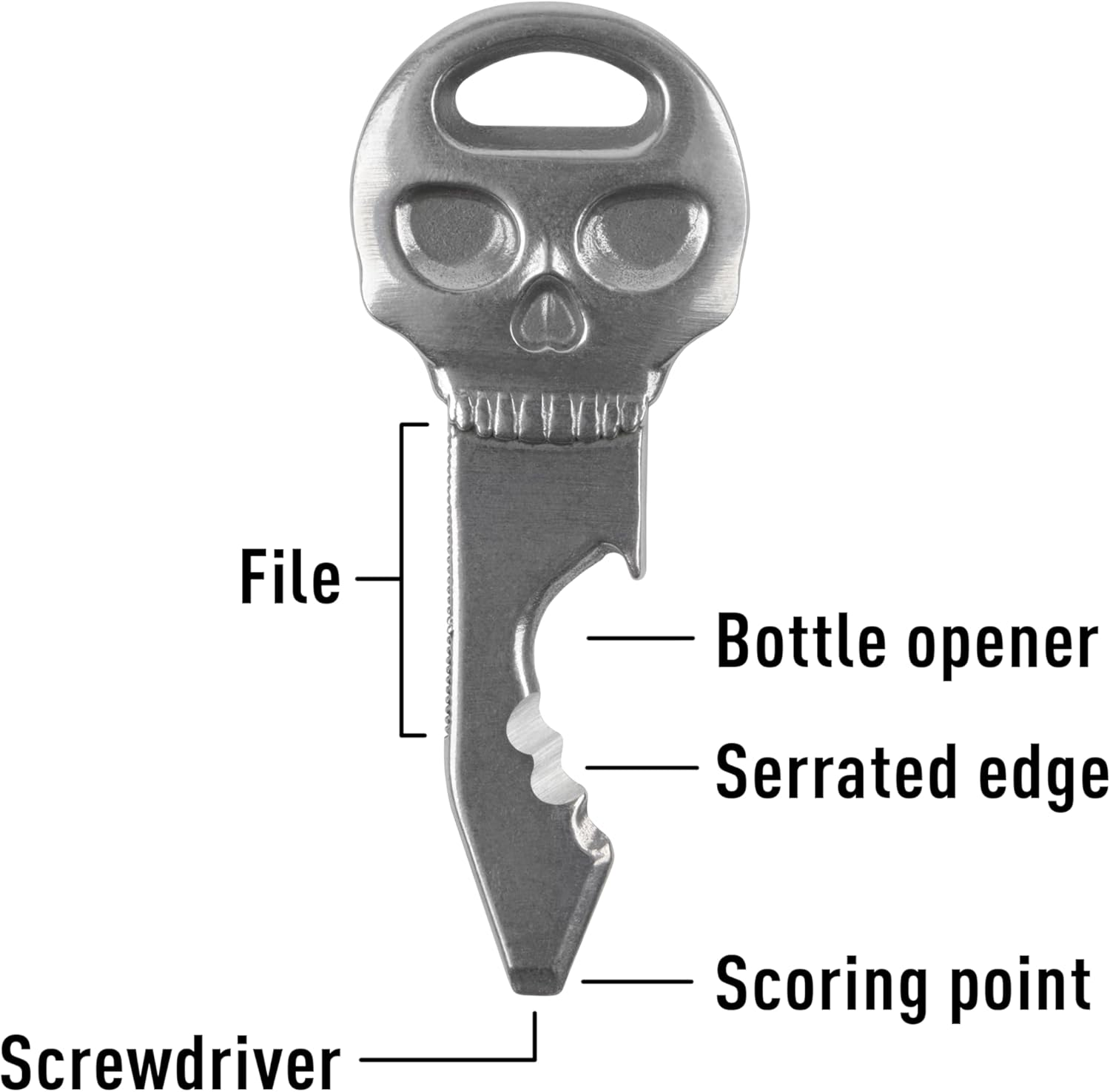 Nite Ize Doohickey Skullkey Tool, Stainless Steel Keychain Multi-Tool
