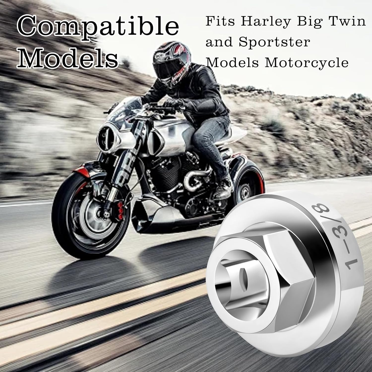 Fork Cap Nut Socket for Harley Big Twin and Sportster Models, Fits 1-3/8 Inch (35Mm) Hex Fork Cap Nuts, Motorcycle Maintenance Tools image number 5