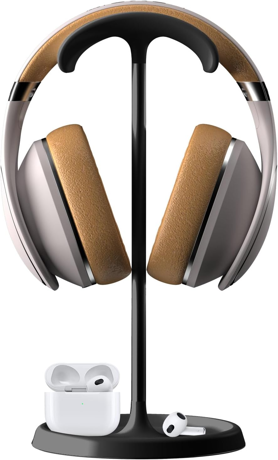 Headphone Stand, Curved Headset Stand with Storage Tray, Desk Earphone Stand, Gaming Headset Holder Accessories for Airpods Max, Beats, Bose, Sennheiser, Sony and Ect.(Black) image number 2