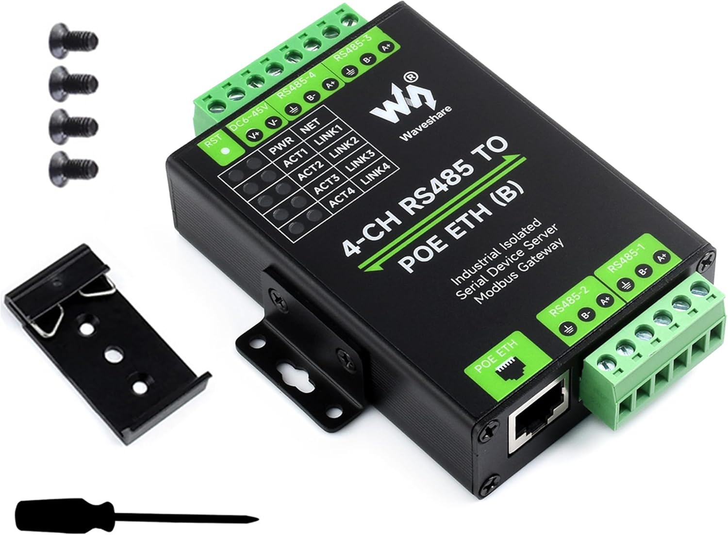 4-Ch RS485 to RJ45 Ethernet with POE Serial Server Adapter Industrial Isolated Serial Module, 4-CH Independent RS485, Support Modbus Gateway/Mqtt/Json, Bi-Directional Transparent Transmission image number 2
