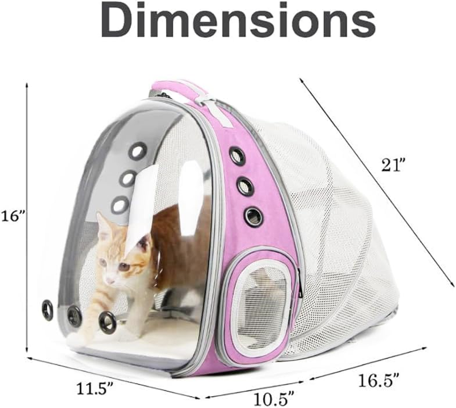 Clear Cat Backpack Carrier, Back Expandable Pet Backpack for Small Dog, Space Capsule Bubble Transparent Kitten Carry Bag for Traveling and Hiking, Airline Approved - Black image number 3