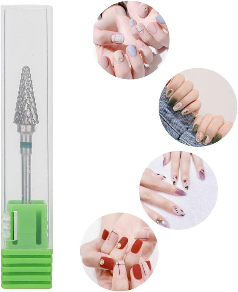 Nail Drill Bits, Tungsten Steel Drill Bits for Nails, Nail Art Drill Bit, Electric Pedicure Manicure Grinding Head Nail Polishing Accessory, Manicure Drill Bit for Nails(Green Label) image number 2