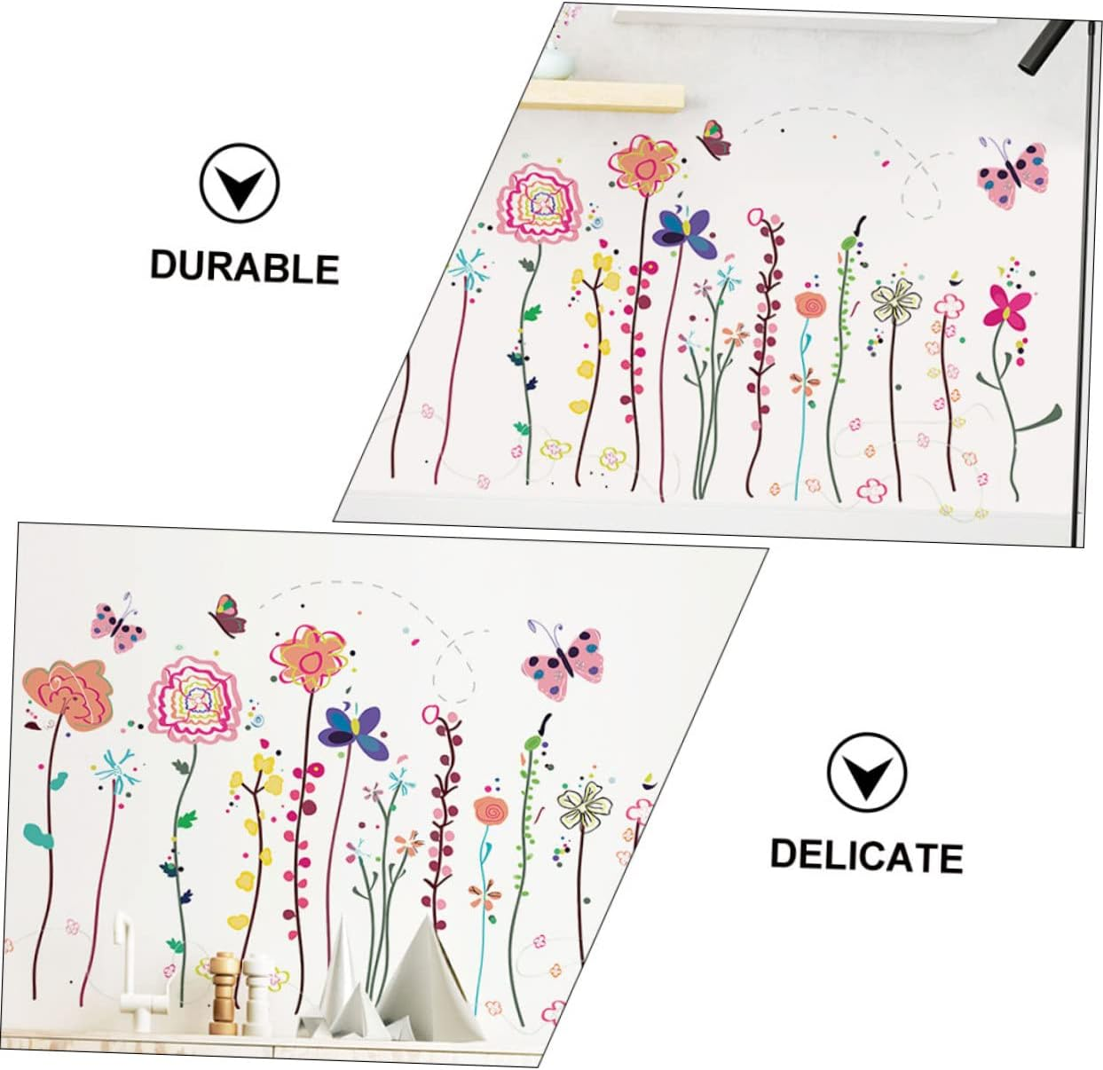 OSALADI Garden Wall Sticker Set Realistic Flower Vines Decal for Living Room Easy Peel Stick Decor image number 2