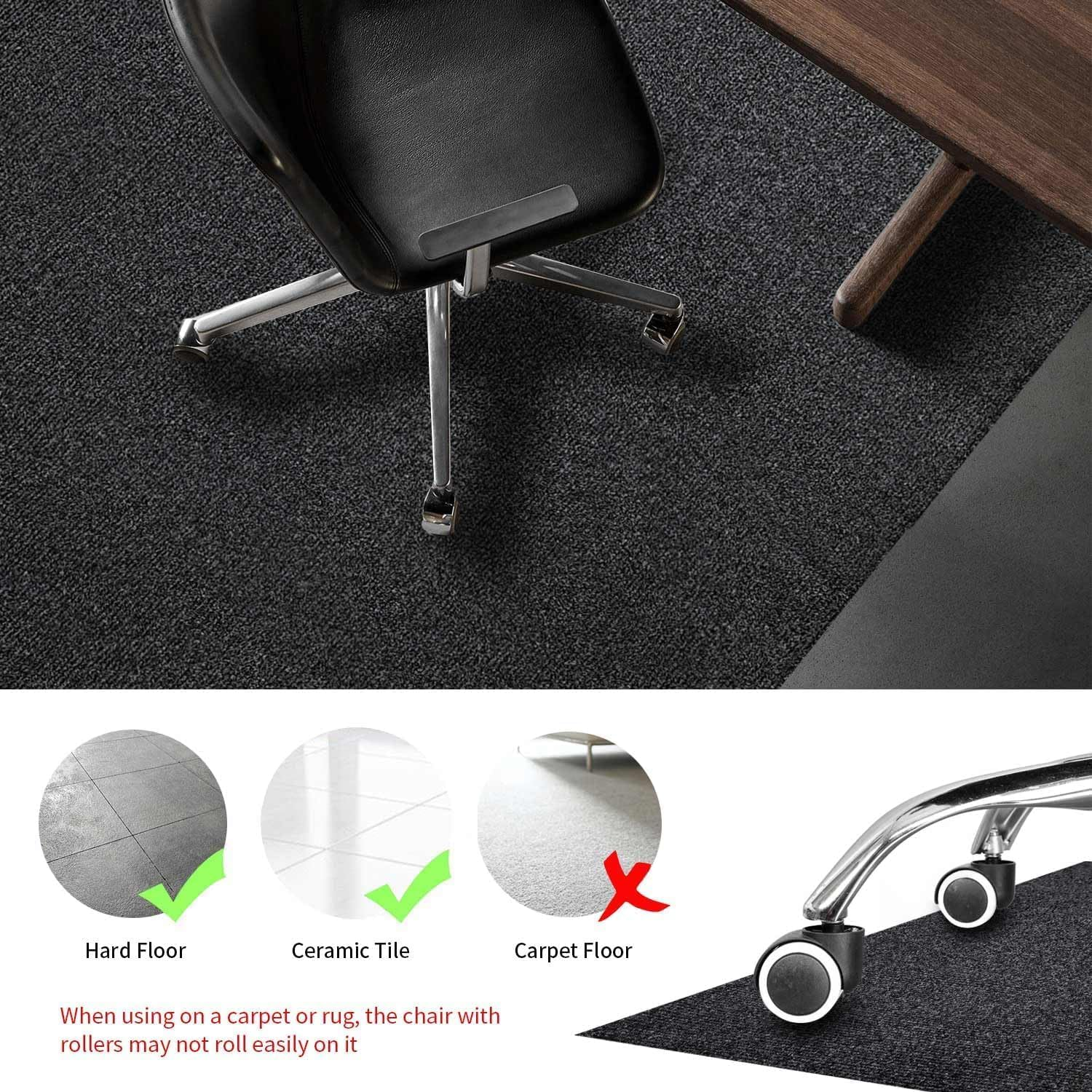 160&times;130Cm Office Chair Mat for Hardwood & Tile Floors &ndash; Anti-Slip, Noise-Reducing, Cuttable, Odorless, Easy-To-Clean Desk Mat for Office, Home & More, Dark Grey