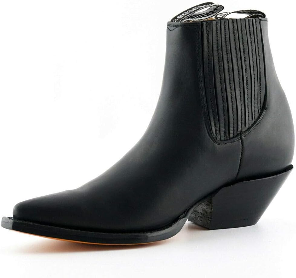Grinders Unisex Mustang Black Leather Western Cowboy Dancing Ankle Boots 3 image number 4