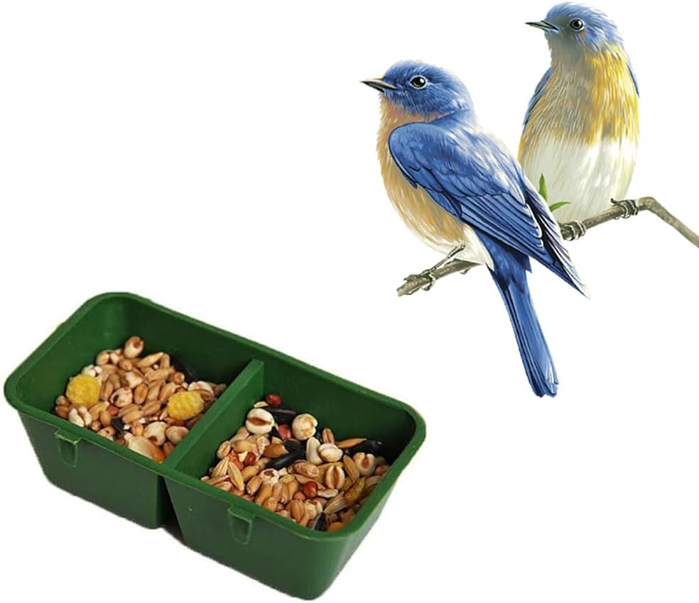 2 in 1 Parrot Cage Food and Water Bowl, Double Groove Bird Feeder, Plastic No-Mess Feeder Bowl for Parrots and Small Birds image number 5