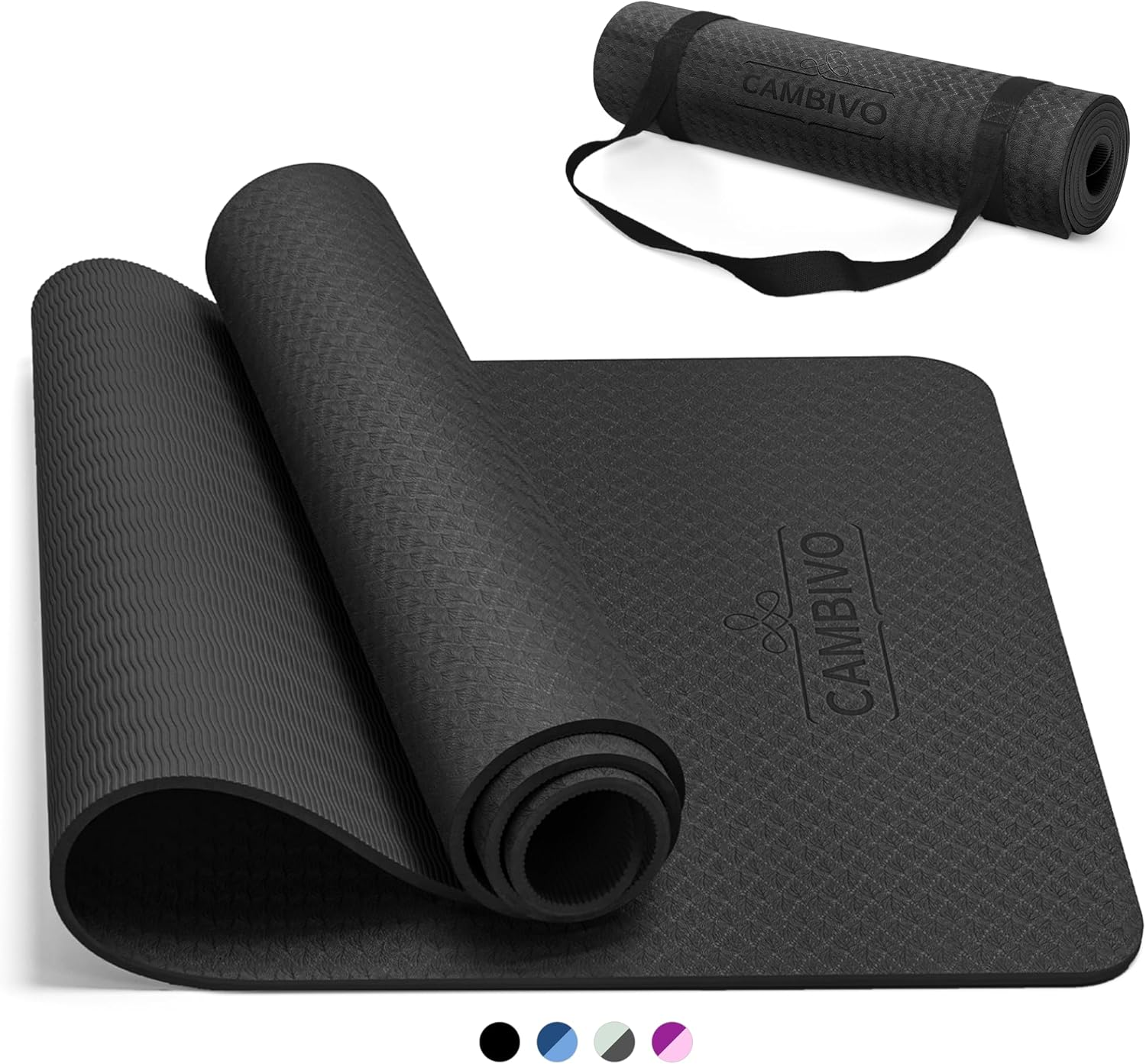 CAMBIVO Yoga Mat for Women Men Kids, 6Mm & 8Mm & 10Mm Thick, 72" Lx 24" W TPE Yoga Mats, Workout Mat with Carrying Strap for Yoga, Pilates and Floor Exercises