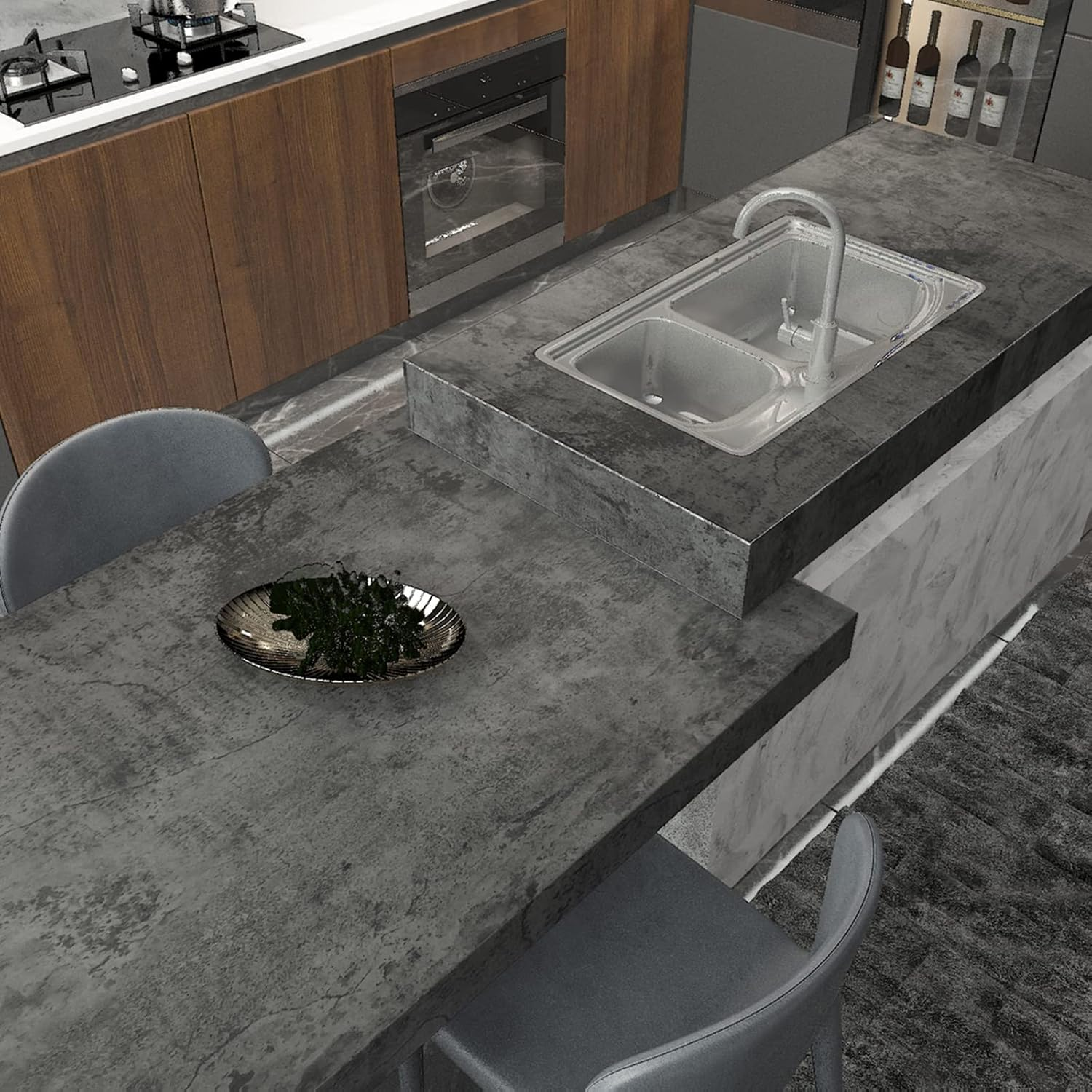 40Cmx3M Grey Concrete Peel and Stick Wallpaper Self Adhesive Removable Thick Contact Paper Modern Industrial Cement Textured Matte Wall Mural Waterproof Vinyl Wrap for Furniture Countertop Panel Decor image number 2