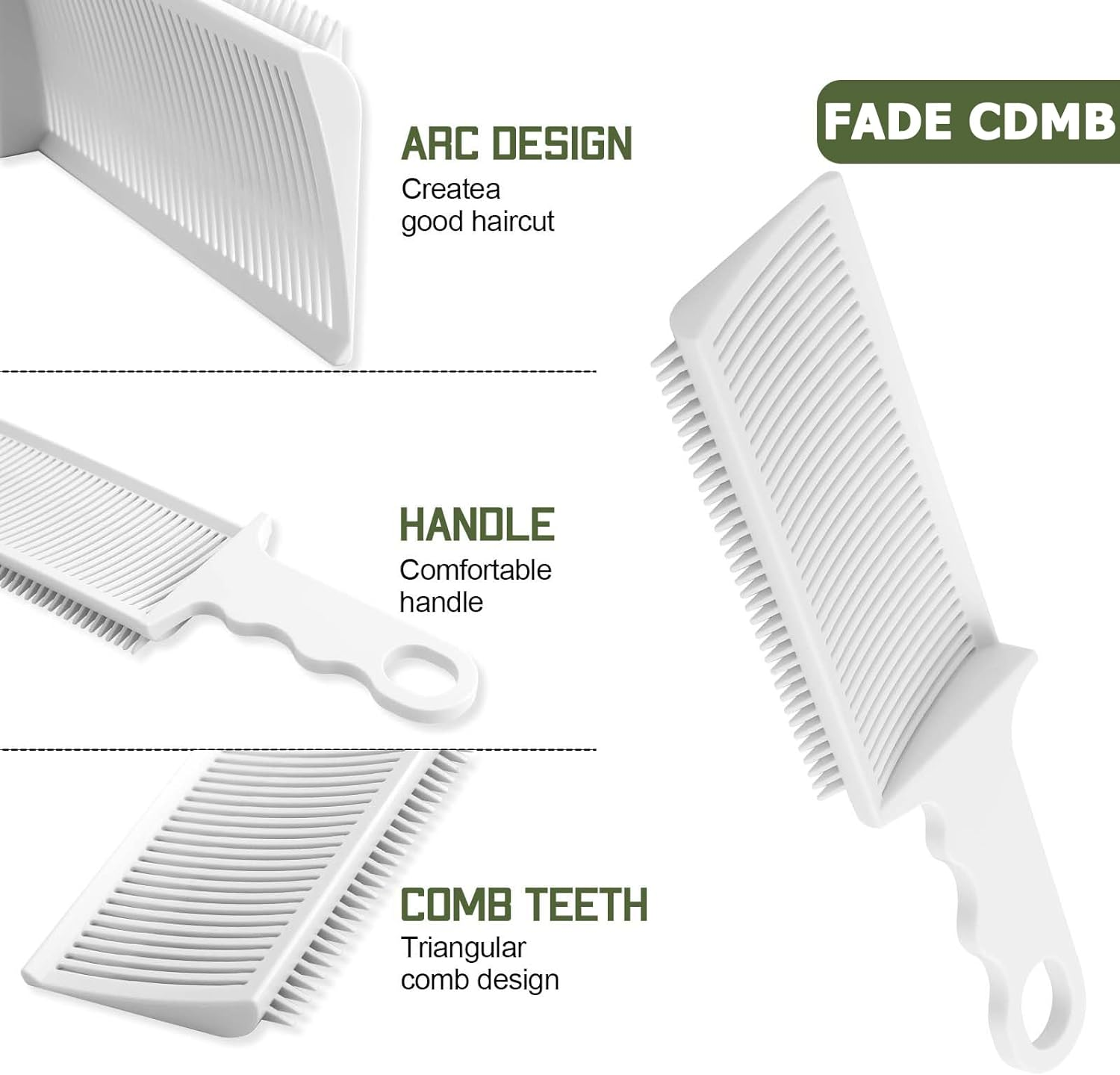 2 Pcs Barber Fade Combs, Professional Hair Cutting Comb, Heat Resistant Clipper Comb Blending Flat Top Comb for Men Salon Hairdresser Styling Tools image number 3