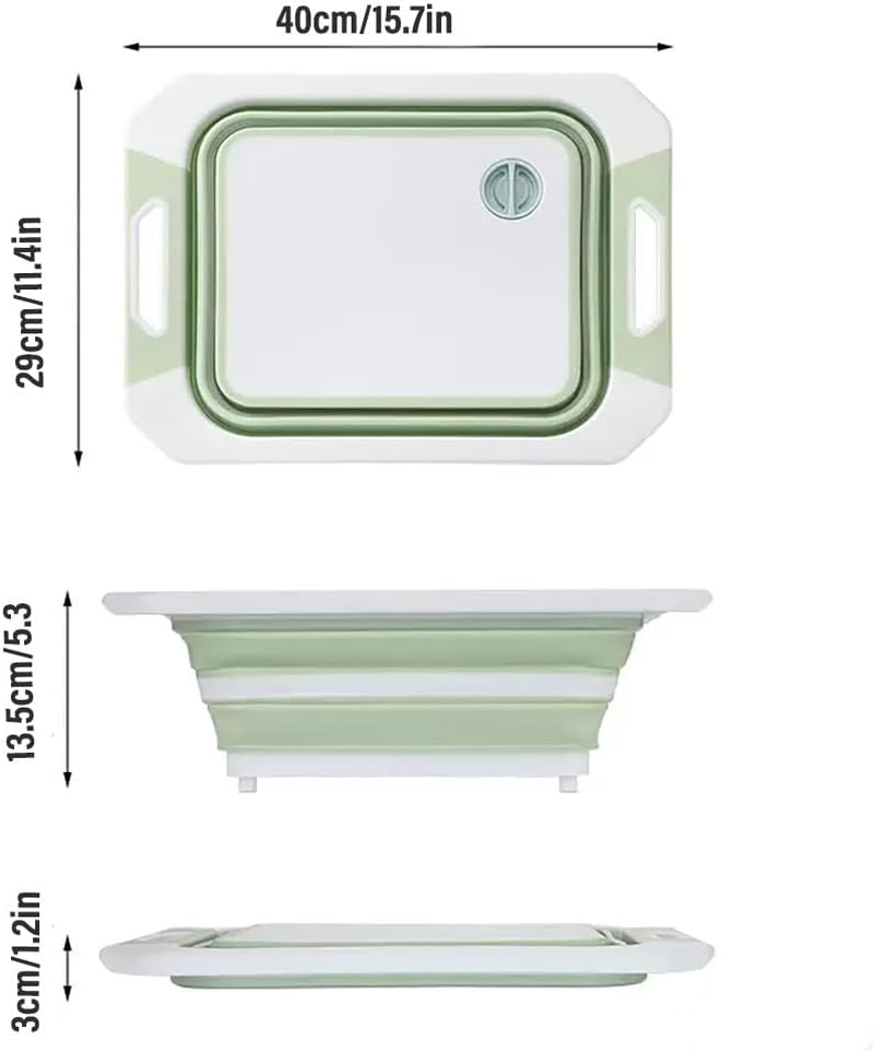 Collapsible Dish Basin with Drain Plug, Space Saving Multiuse Foldable Wash Basin, Dish Tub, Dishpan, Kitchen Sink, Beverage Tubs, Camping Sink for Washing Dishes and Vegetable (Green) image number 4