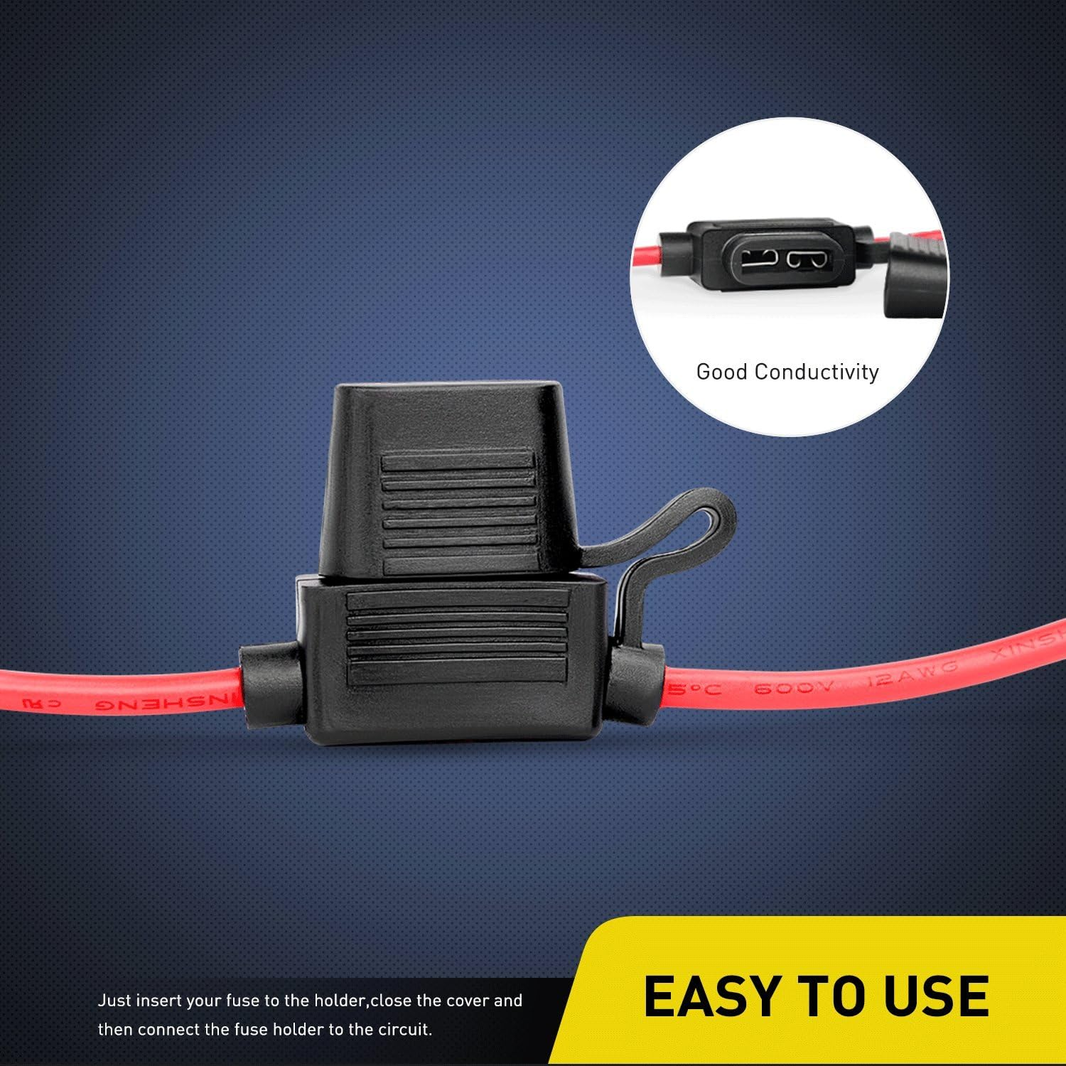 Nilight GA0004 5Pack 12AWG Inline Wiring Harness 12 Gauge ATC/ATO Automotive Holder with 30A Fuse Blade Standard Plug Socket-5 Pack image number 2