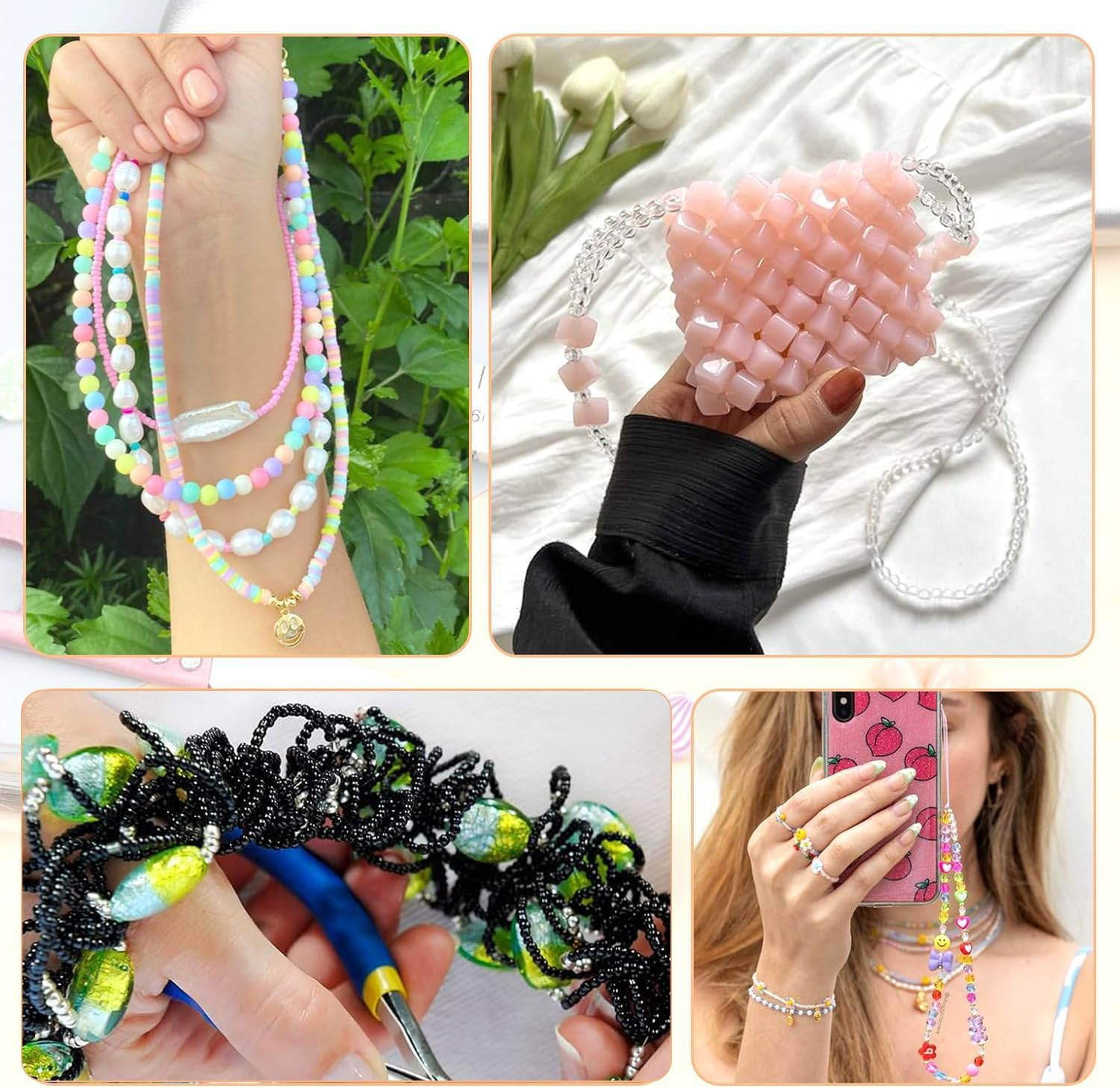 Paifeancodill Big Eye Beading Needles, 5 Pcs Seed Beads Needles, 1 Pcs Scissors, Easy Threading Tool for Bracelet Jewelry Making Seed Beads DIY, Crystal Cord for Jewelry Making & Beading Supplies(6 Pcs) image number 6