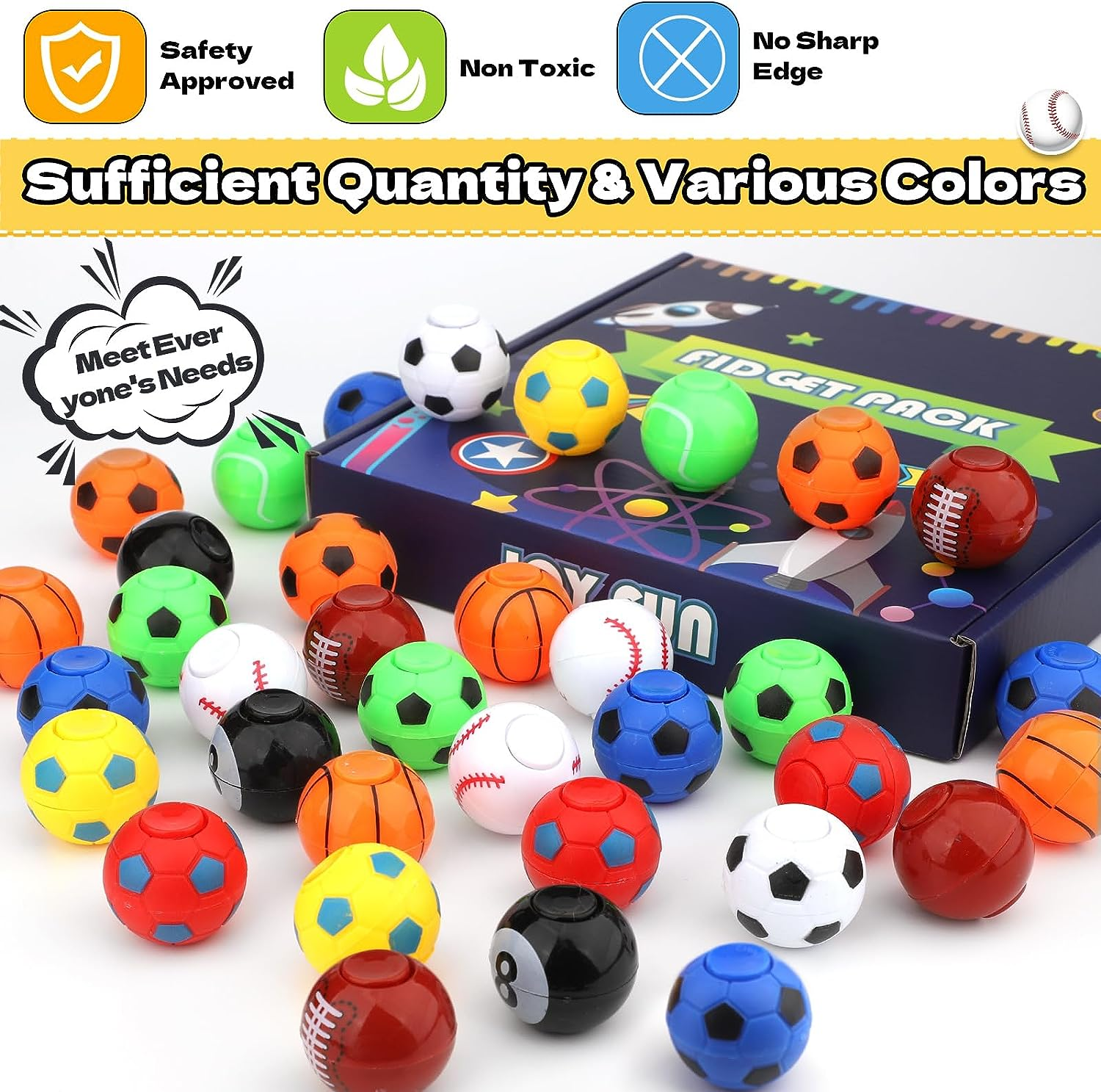 Soccer Party Favors for Kids 4-8 8-12, 36 Pack Fidget Spinner Basketball Balls Goodie Bag Stuffers Treasure Box Toys for Classroom Return Gifts for Kids Easter Party Favors Supplies image number 2