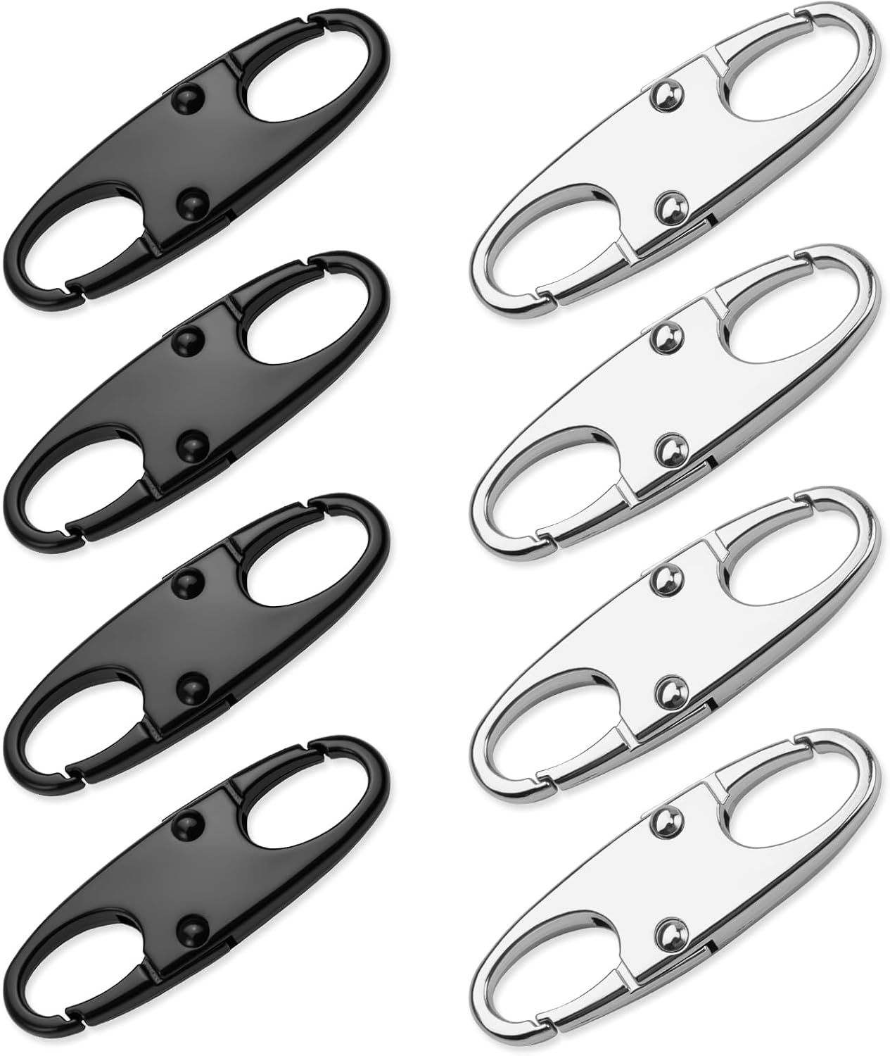8-Pack Anti-Theft Zipper Clips (4 Black + 4 Silver) - Metal Zipper Pull Locks for Luggage, Backpacks & Purses - 38Mm/1.5" Double-Opening Security Fasteners for Travel Luggage Protection image number 4