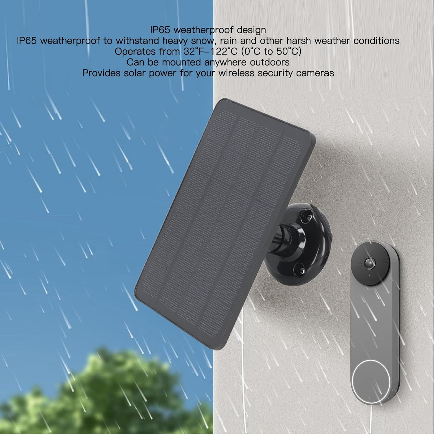 10W Solar Panel for Security Camera, 6V Waterproof Solar with 9.8Ft Cable & 360&deg; Adjustable Bracket, Solar Power Supply for Arlo Pro 3 for Pro 4 (Black) image number 4