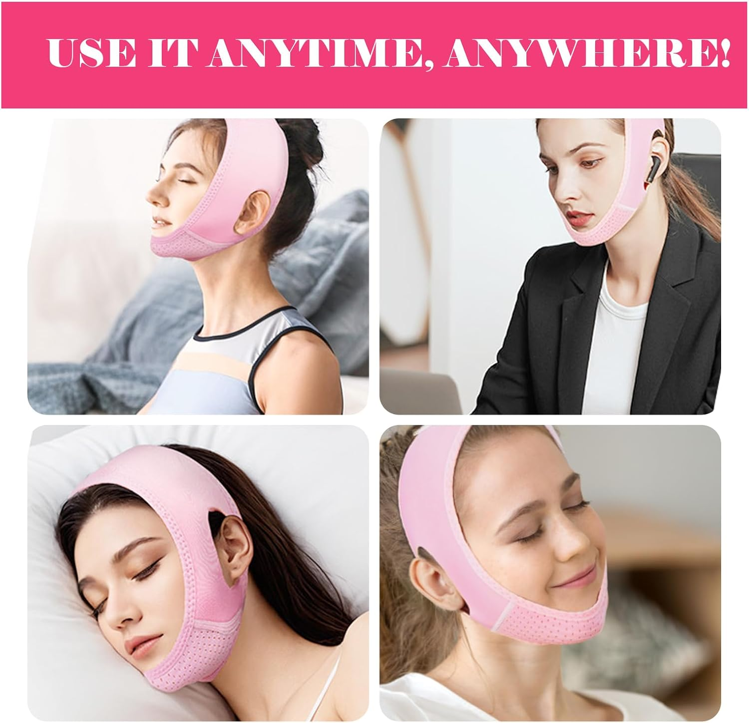 Chin Strap for Sleeping, 1 PCS Double Chin Reducer, Jawline Lifting Straps, Reusable V Line Lifting Mask, Breathable Jaw Strap for V Line Face Lift, Jaw Exerciser for Double Chin and Saggy Face Skin