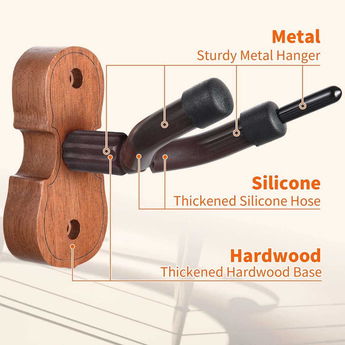 WOGOD Violin Hanger Home and Studio Wall Hanger for Violin or Viola.Made of Hardwood (Sapele)