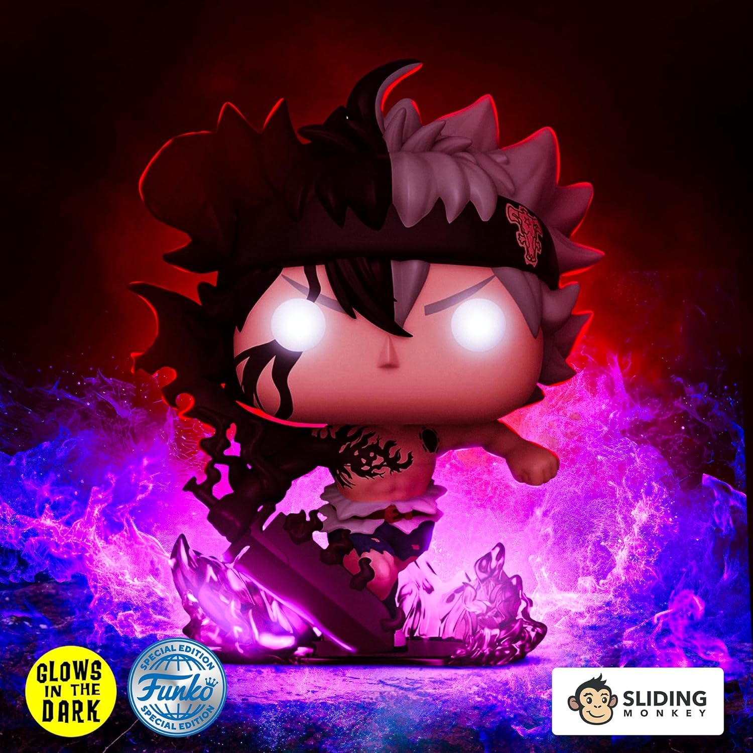 Funko Pop Black Clover - Demon Asta US Exclusive Glow Vinyl Figure, 4.55-Inch Height image number 3