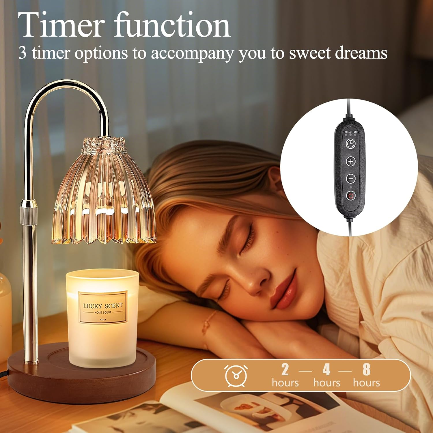 Yudoutech Candle Warmer Lamp, Adjustable Height Electric Candle Warmer Light with Timer and Dimmer Stylish Design for New Home Office Modern D&eacute;cor Gifts