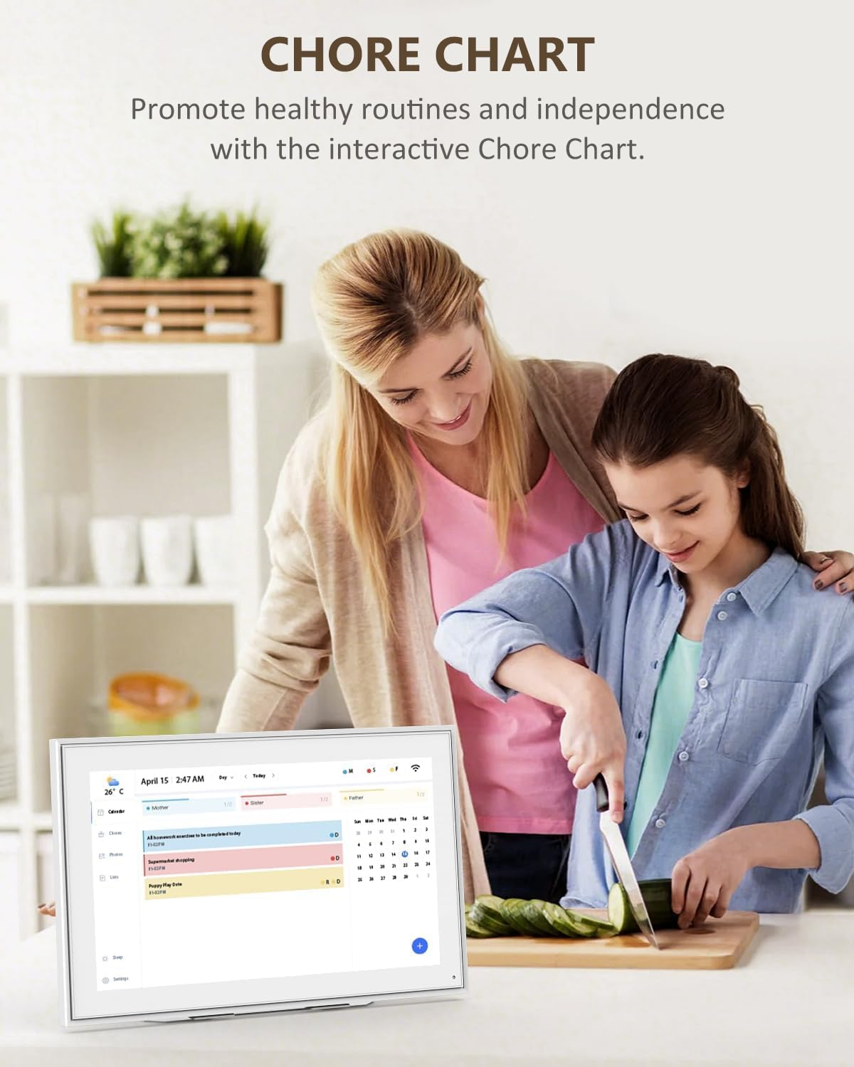Digital Calendar 15.6Inch Smart Calendar & Full HD Chore Chart & Electronic Calendar for Home, Smart WIFI Touchscreen Interactive Display for Family Schedules, Wall-Mounted (15.6 Inch White) - 15.6 Inch White image number 5