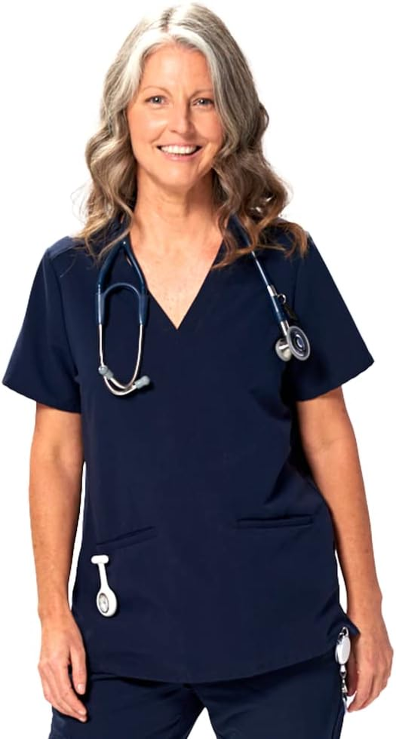 Dr. Woof Apparel Scrub Top for Women - 3 Pocket V-Neck Surgical Scrubs Tops - Short Sleeve Stretch Medical & Nursing Uniform Top for Ladies image number 2