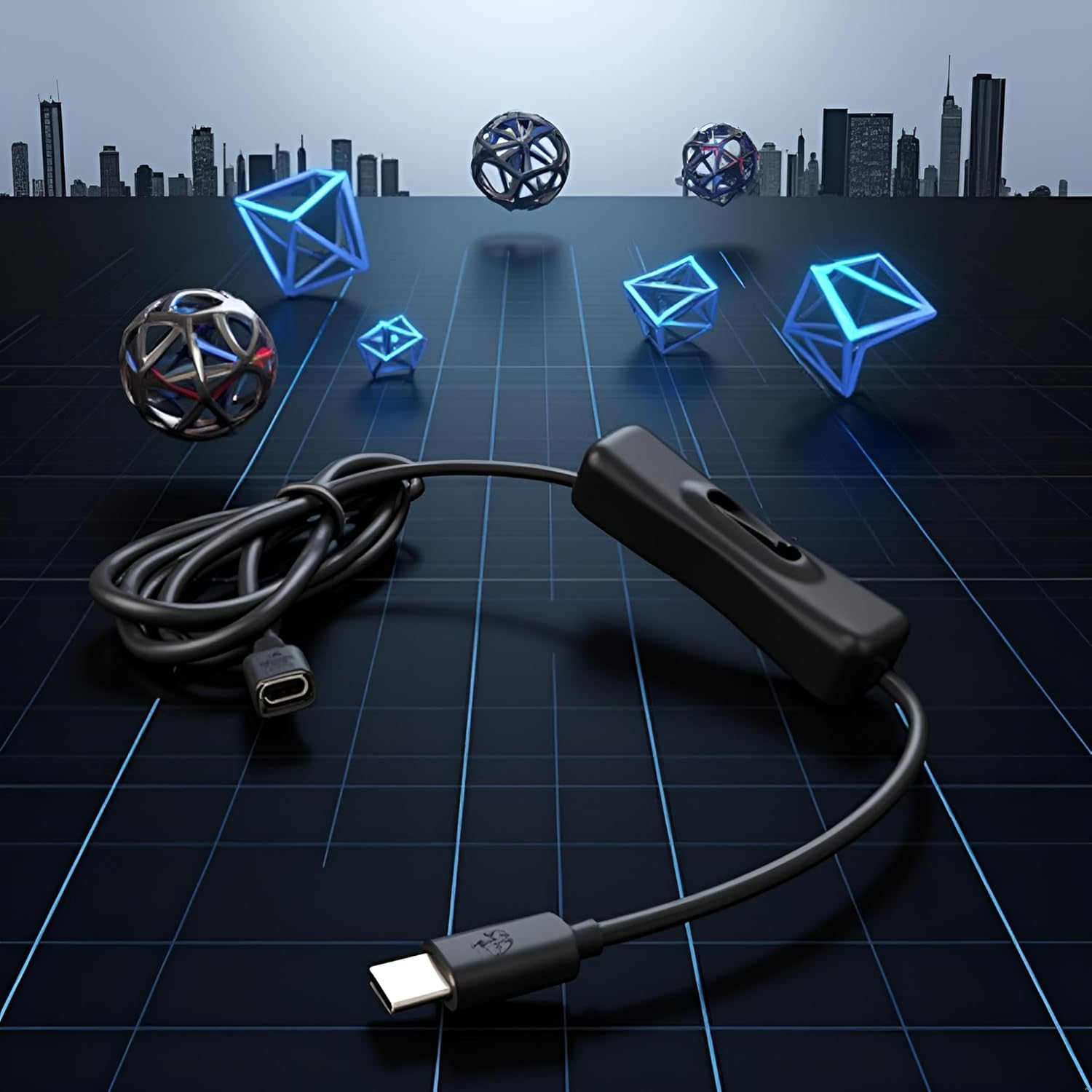 Black USB C Extension Cable with On/Off Switch Perfect for Charging and Data Transfer on Any Type C Device Type C Male to Female Cable Home Audio Accessories Cables and Interconnects image number 2