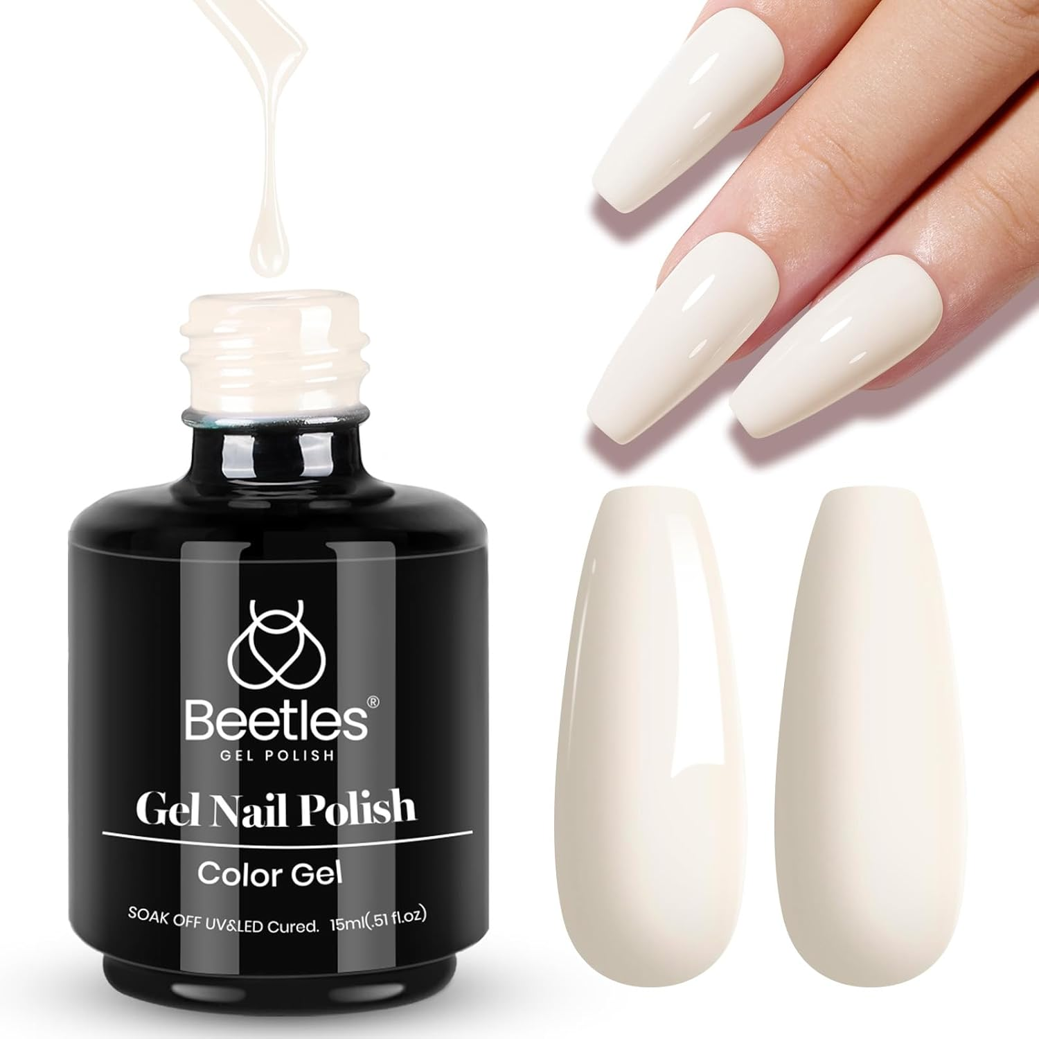Beetles Gel Polish 15Ml Natural Gel Polish Milkshake Color Nail Gel Nail White Gel Neutral Soak off Uv LED Nail Lamp Gel Polish All Season image number 1