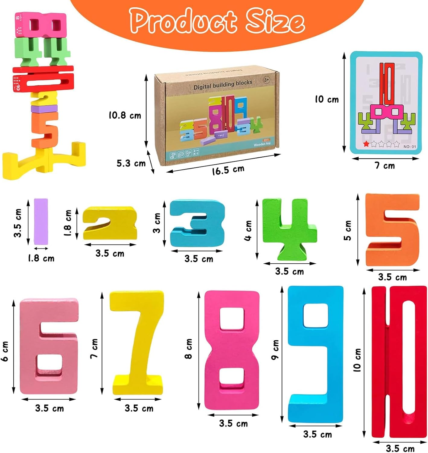 23Pcs Wooden Number Building Blocks, with Mathematical Symbol Blocks and Arithmetic Pad, Montessori Number Blocks Math Learning Toys for Kids Digital Educational Counting image number 6