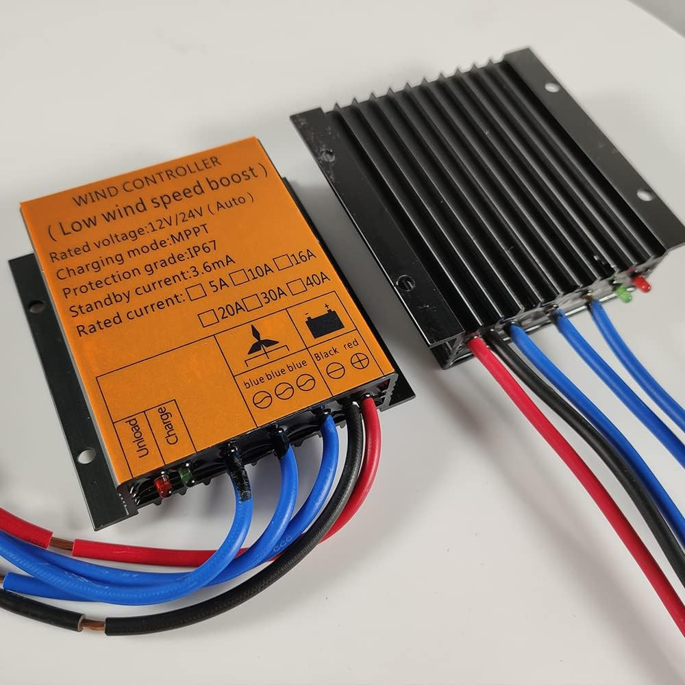 24V,12000W No Noise Vertical Magnetic Wind Generator,12V 24V 48V 220V 3 Blades Vertical Axis Wind Turbine for Outdoor Garden,With Charge Controller (White) image number 5