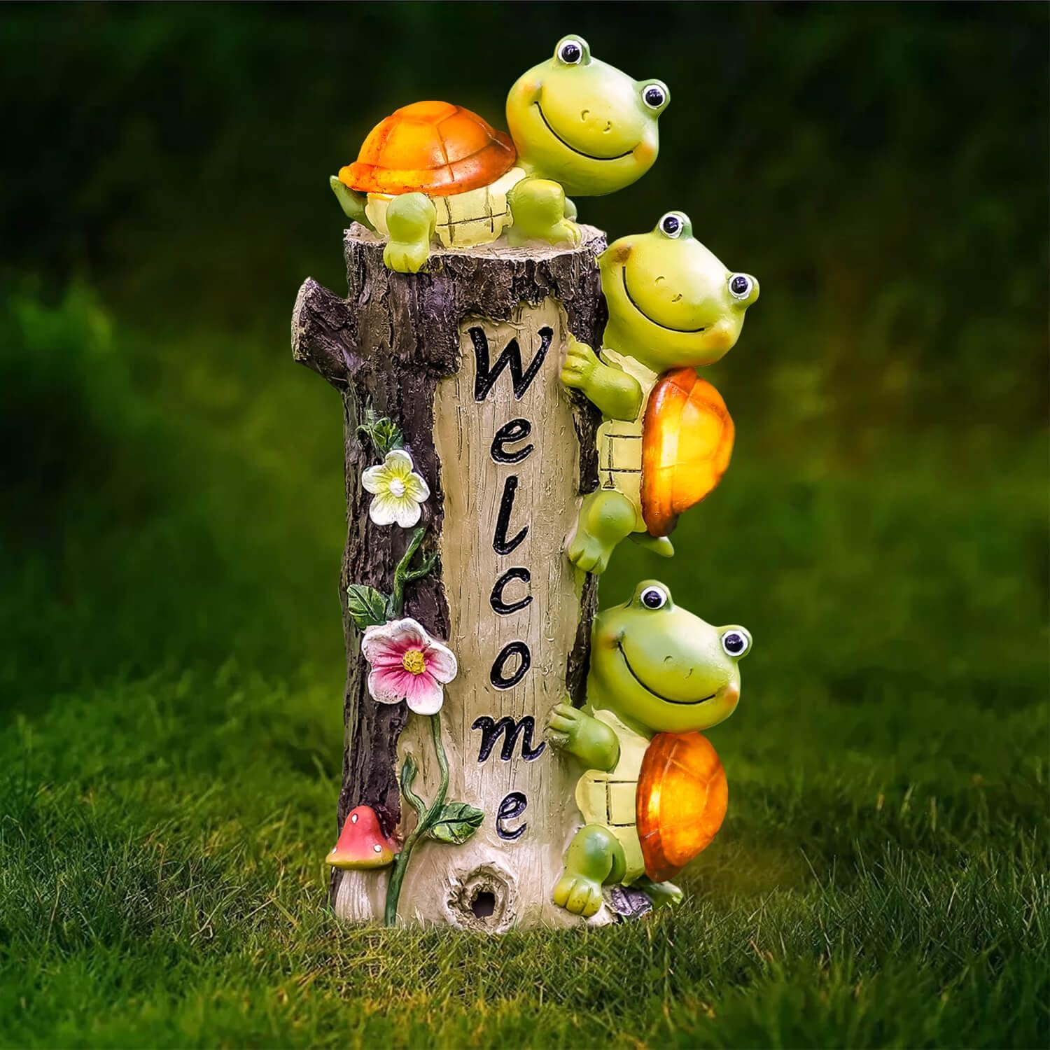 FOMAILE Elephant Garden Statue, Large Garden Statue with LED Lights, Solar Garden Outdoor Statue, Funny Outdoor Decor for Garden,Patio, Yard and Lawn, (EL-020-1)