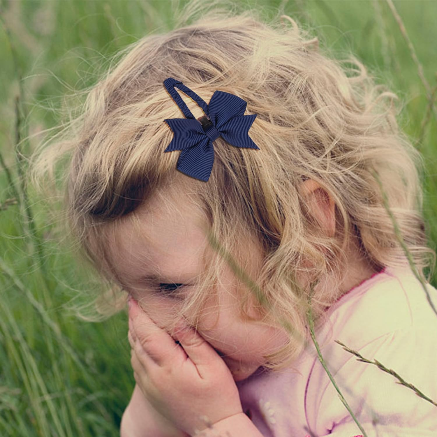 4 Navy Blue Hair Pins and 4 Hair Ropes, Blue Headpiece Set, Hair Accessories for Kids Bows, Ponytail Hair Ring Hair Band image number 5