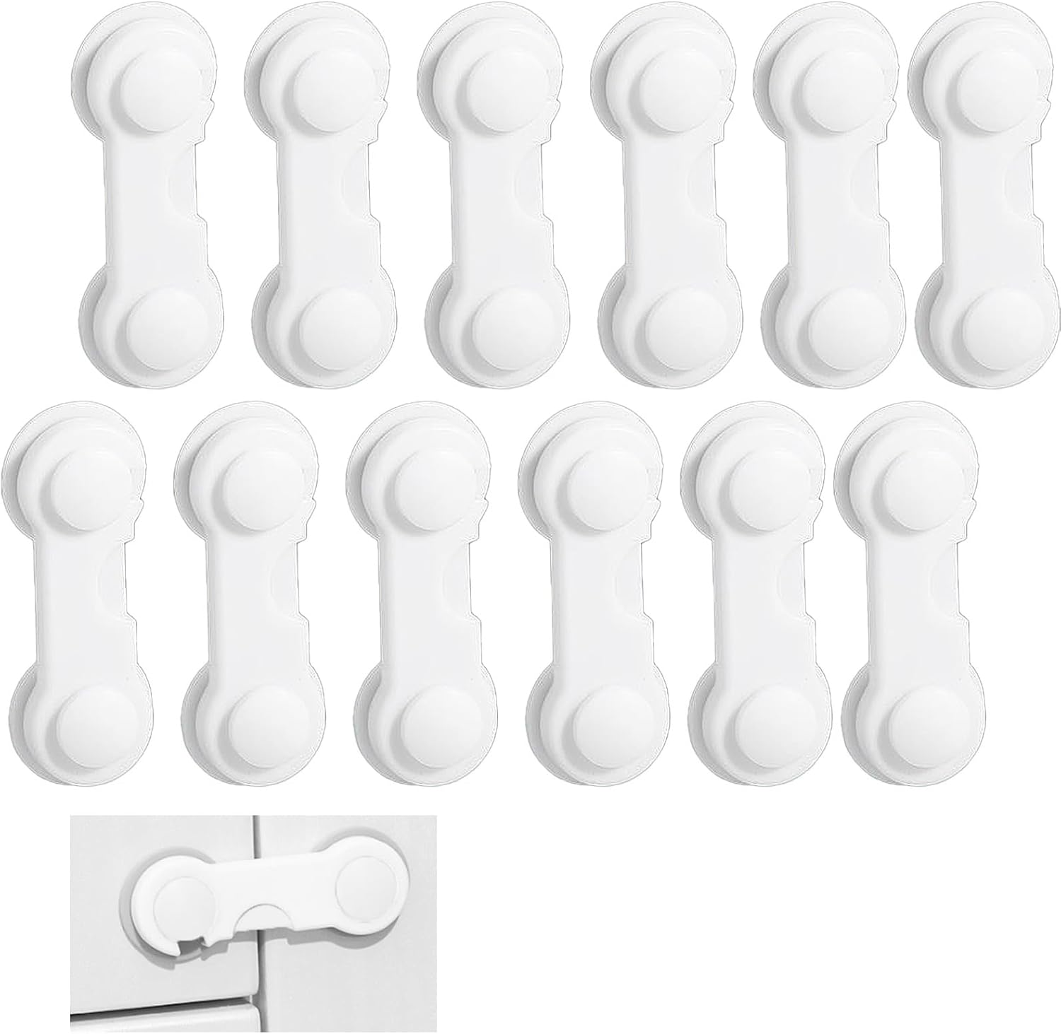 12-Pack Child Proof Locks for Cabinet Doors, Pantry, Closet - Self-Adhesive No Drill Baby Proofing System, Secure Child Safety Locks for Wardrobe, Cupboard & Drawers, Reliable Door Lock & Cabinet Lock image number 4