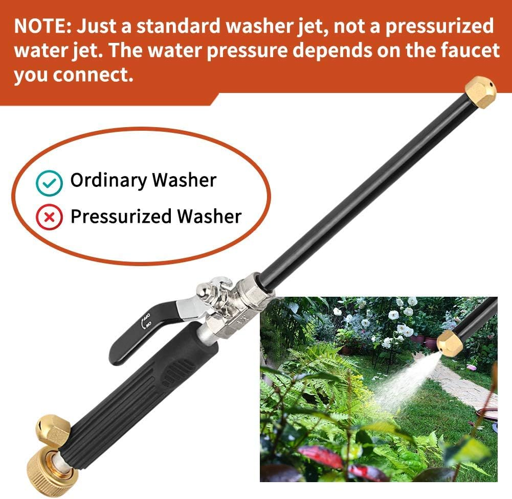 High Pressure Hose Nozzle for Garden Hose, Hydro Jet High Pressure Power Washer Wand, Portable Hydrojet High Pressure Power Washer with 2 Hose Nozzles for Car Washings and Garden Cleaning - Black (3 Nozzles) image number 6