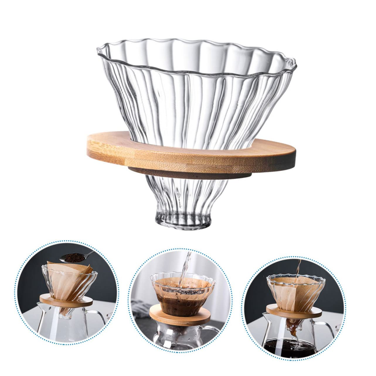 Jojofuny Coffee Pot Funnel Stripe Cup Design Reusable for Drip Coffee for Coffee Accessories and Tea Slag Filtration
