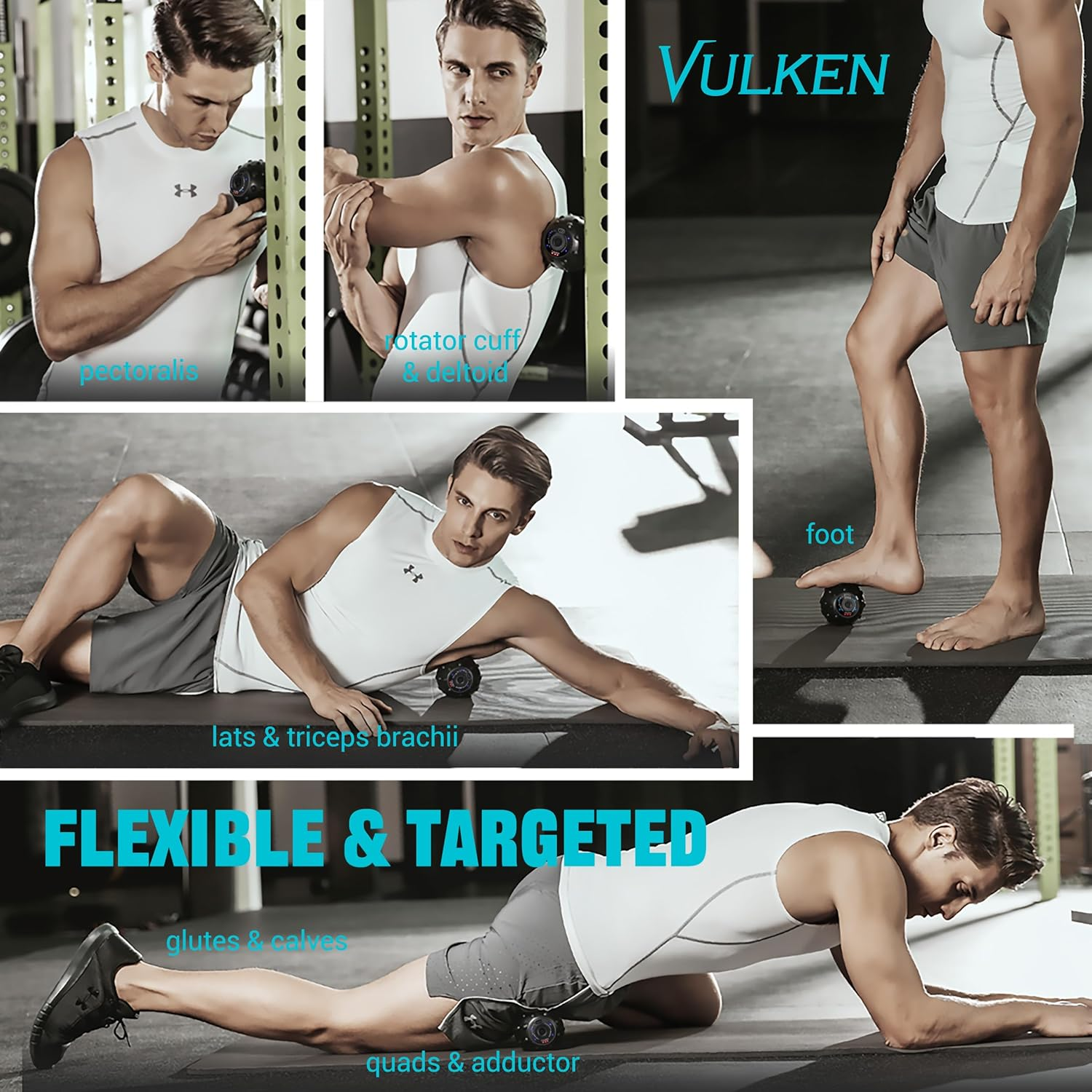 Vulken Acusphere 4 Speed High Intensity Vibrating Massage Ball for Muscle and Plantar Fasciitis Pain Relief, Myofascial Release and Trigger Point Treatment. Foot Massage Roller