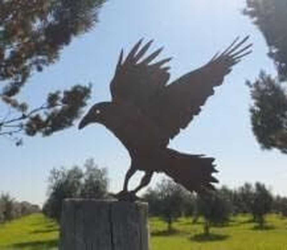 Crow Post Topper- Australian Made Rusted Metal Garden Art