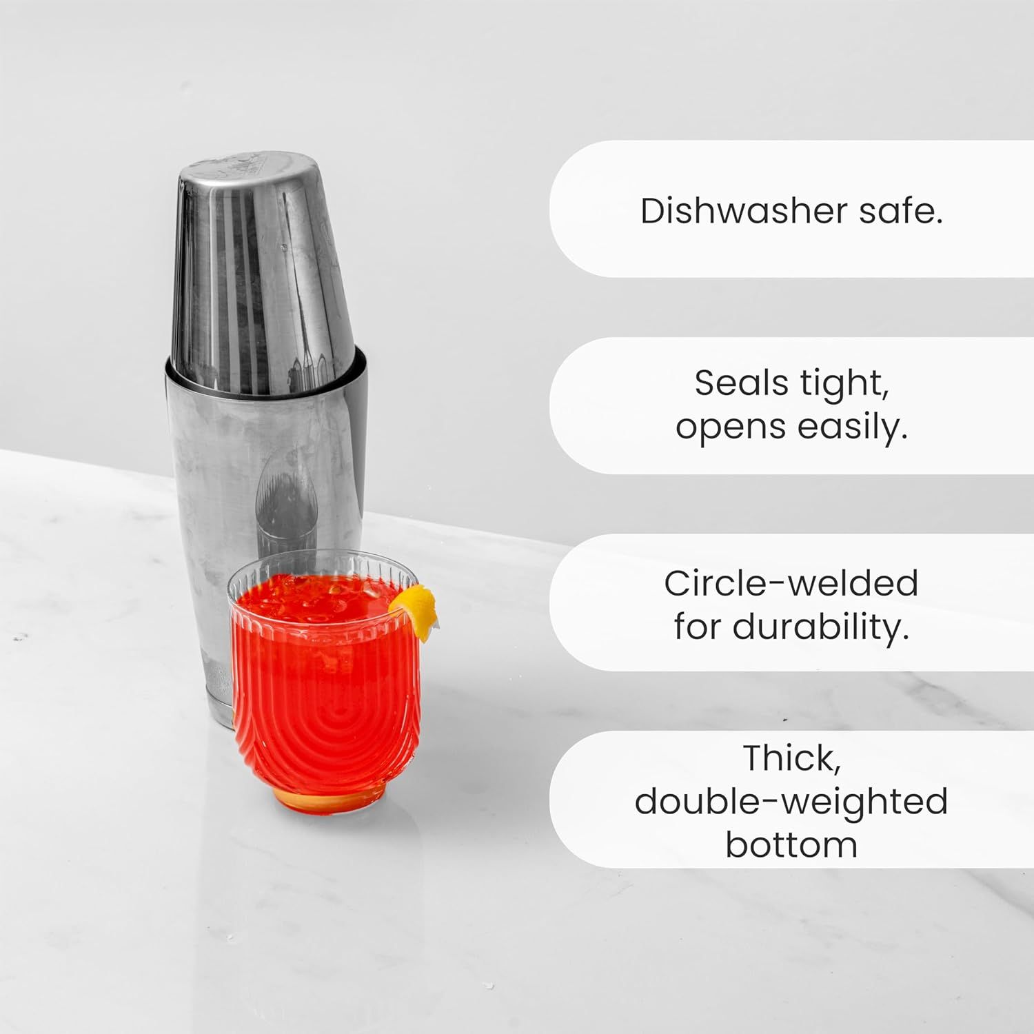 Stainless Steel Boston Shaker: 2-Piece Set: 18Oz Unweighted & 28Oz Weighted Professional Bartender Cocktail Shaker image number 2