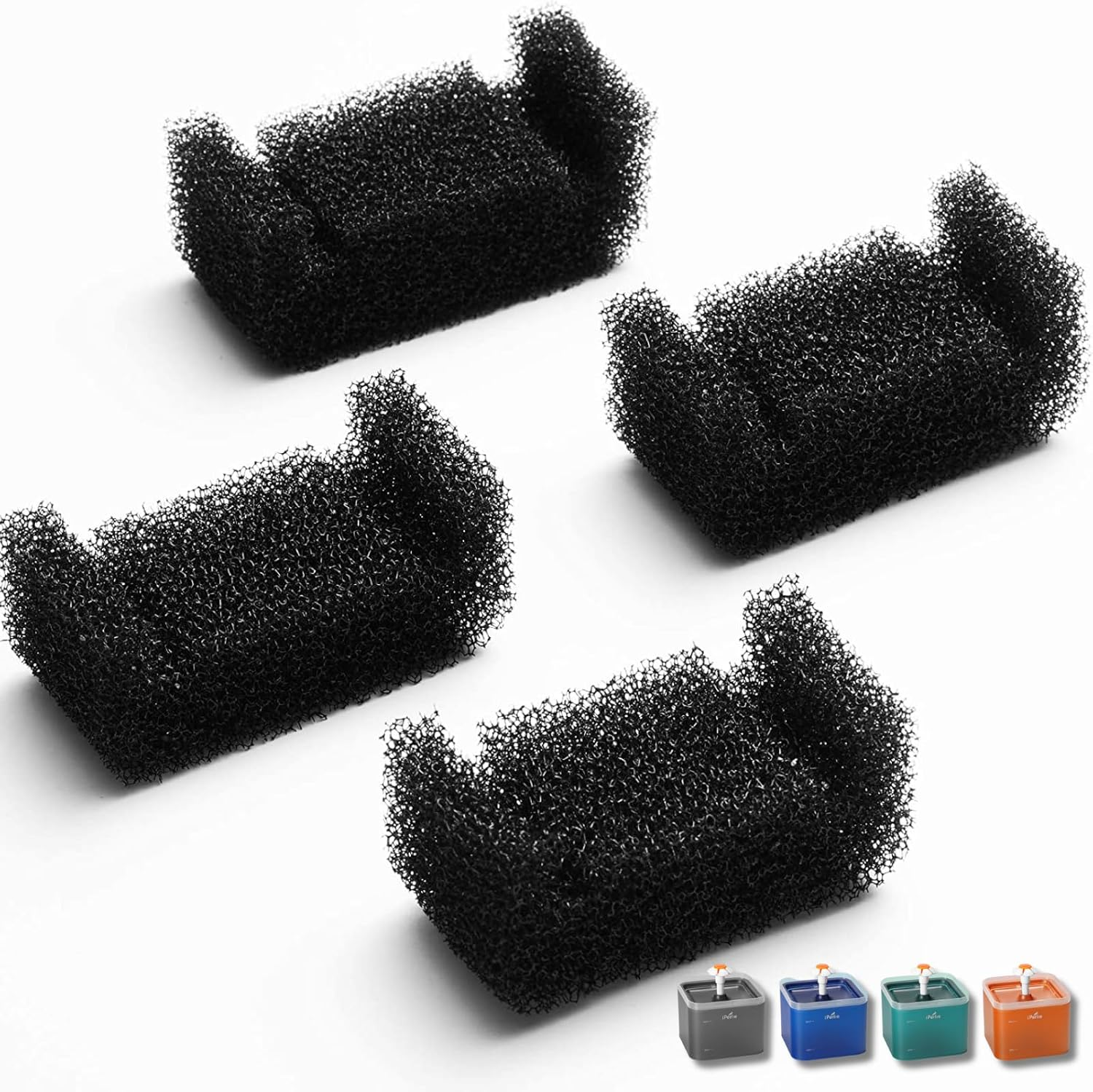 Ipettie Replacement Sponge Filter for Neverland Cat Water Fountain with LED Light, 67Oz/2.0L, IP-830-S4, 4 Pack image number 6