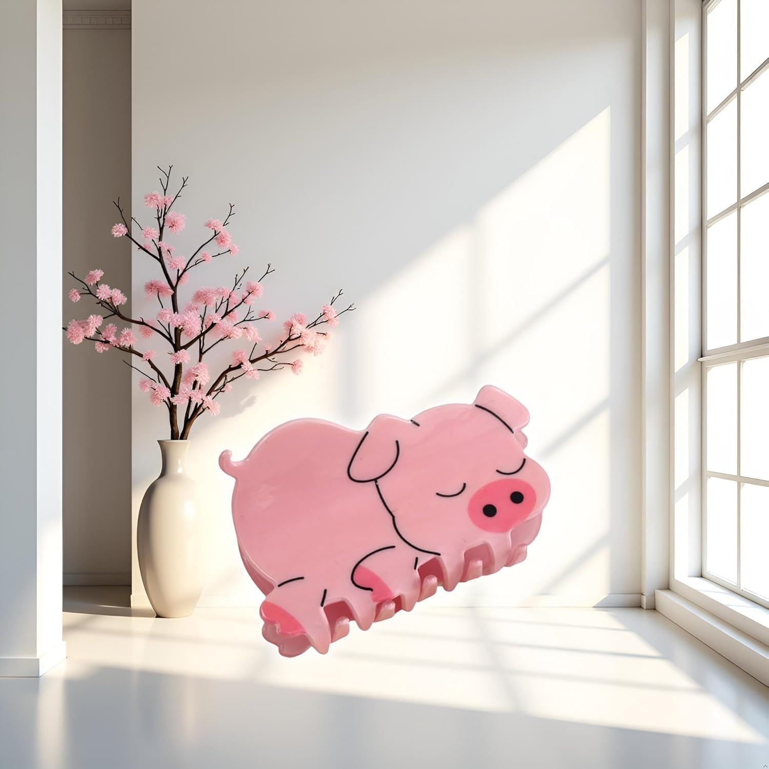 Pink Pig Delicate Hair Clip Hair Claw Stylish Pig Hair Grip Animal Fastener Accessory for Various Occasion Acrylic Grab Clips and Barrettes