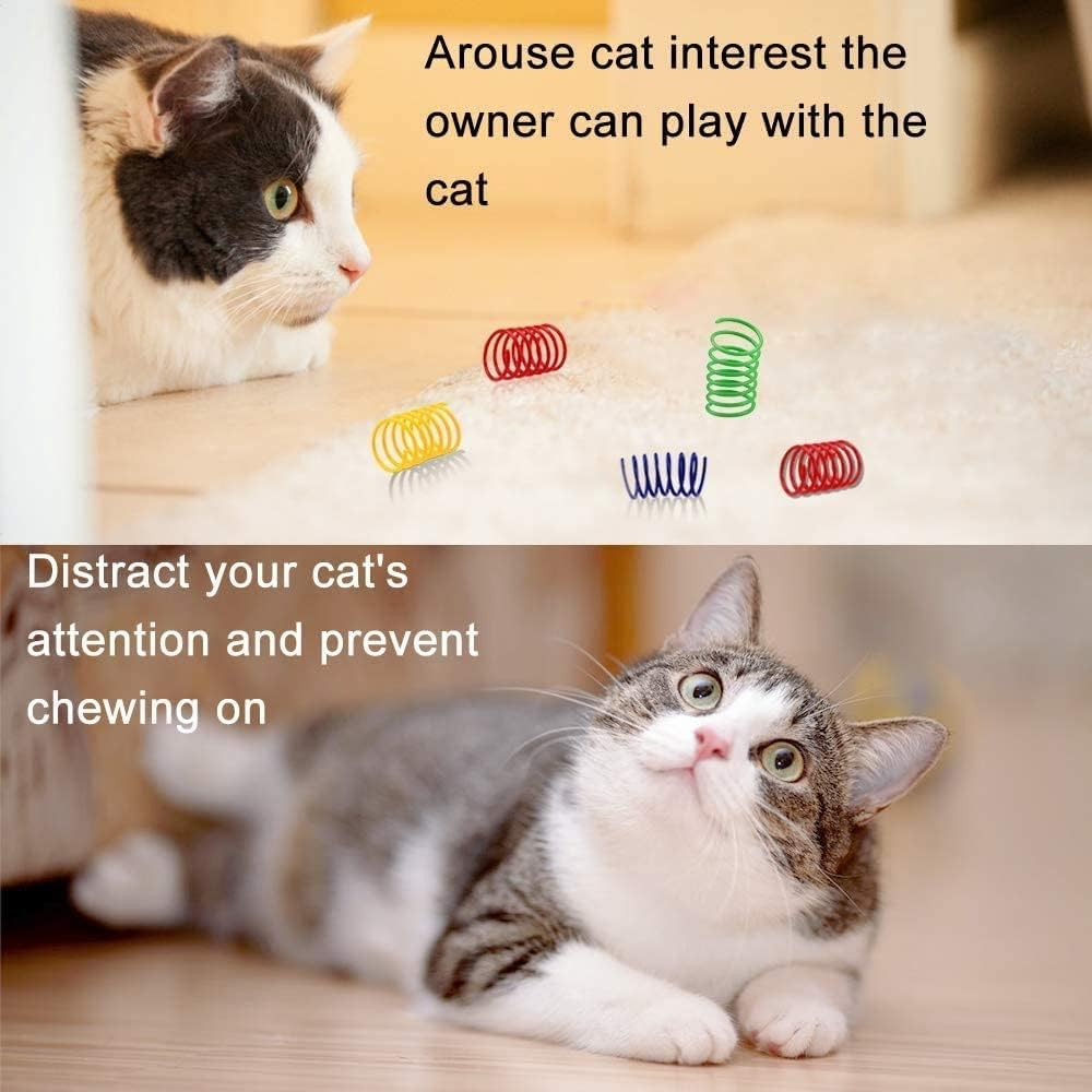 Jognee Pack of 20 Cat Toys, Cat Feather Toy, Spiral Feathers Made of Plastic, Spiral Cat Toy, Toy Spiral Feathers Novelty Pet Toy, Colourful Spiral Spring Spiral for Cats image number 2