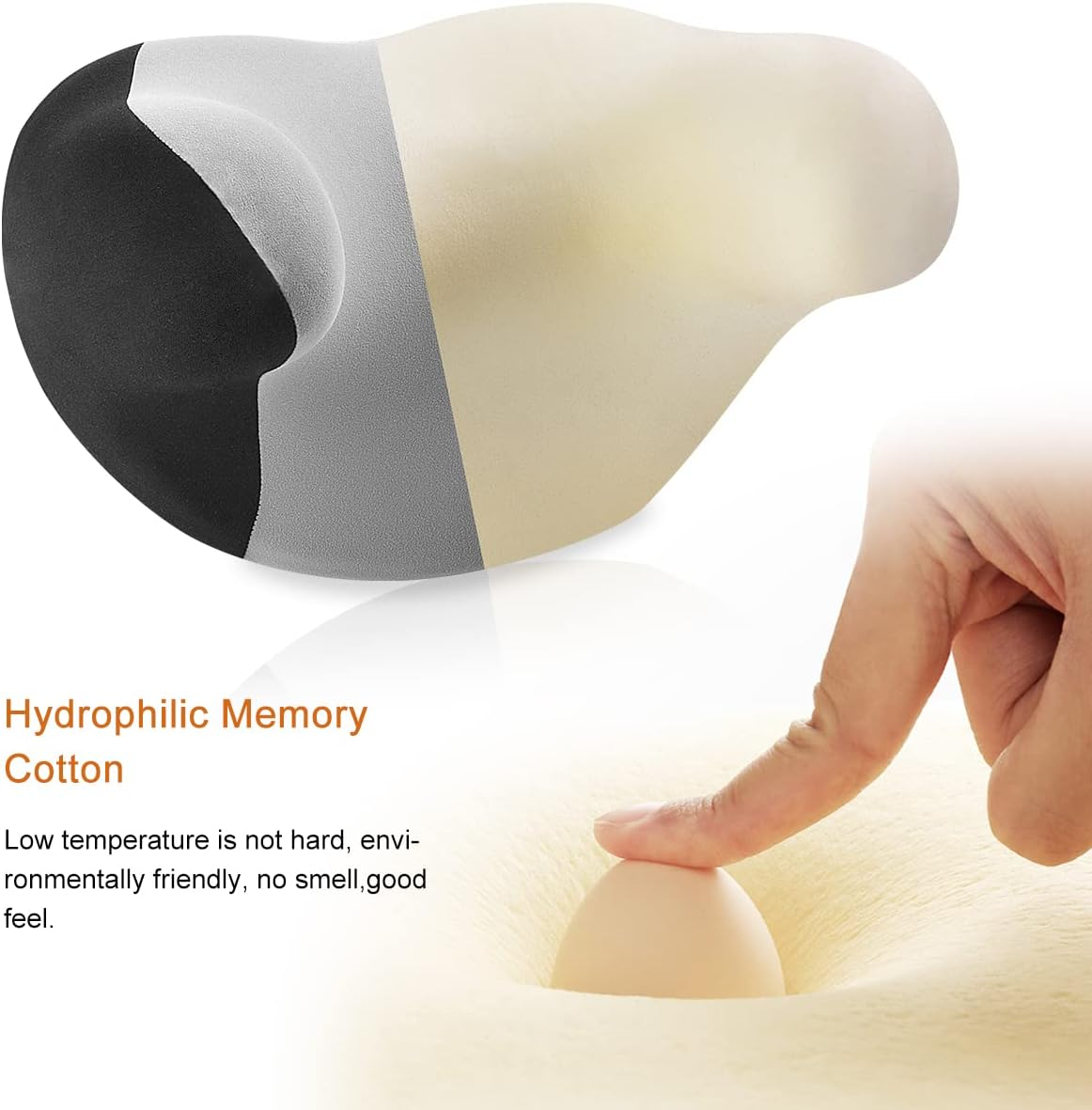 Car Headrest Neck Pillow Comfortable Memory Form Breathable Ergonomic Design Relieving Neck Stiffness and Adjustable Straps for Different Sitting Positing（Black Grey） image number 6