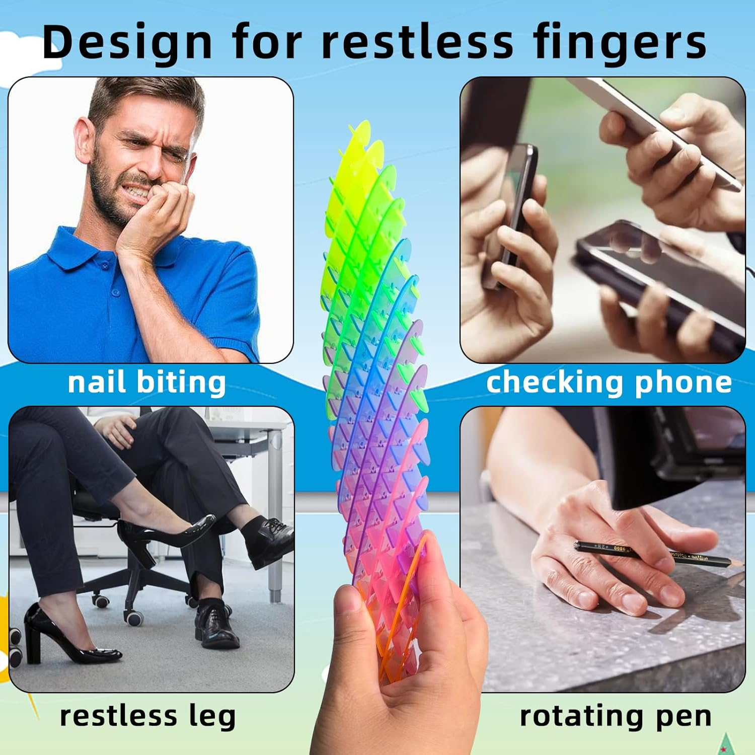 Fidget Worm, 2 PCS Funny Pocket Fidget Sensory Stress Relief Toys for Adults, Office Desk Toys