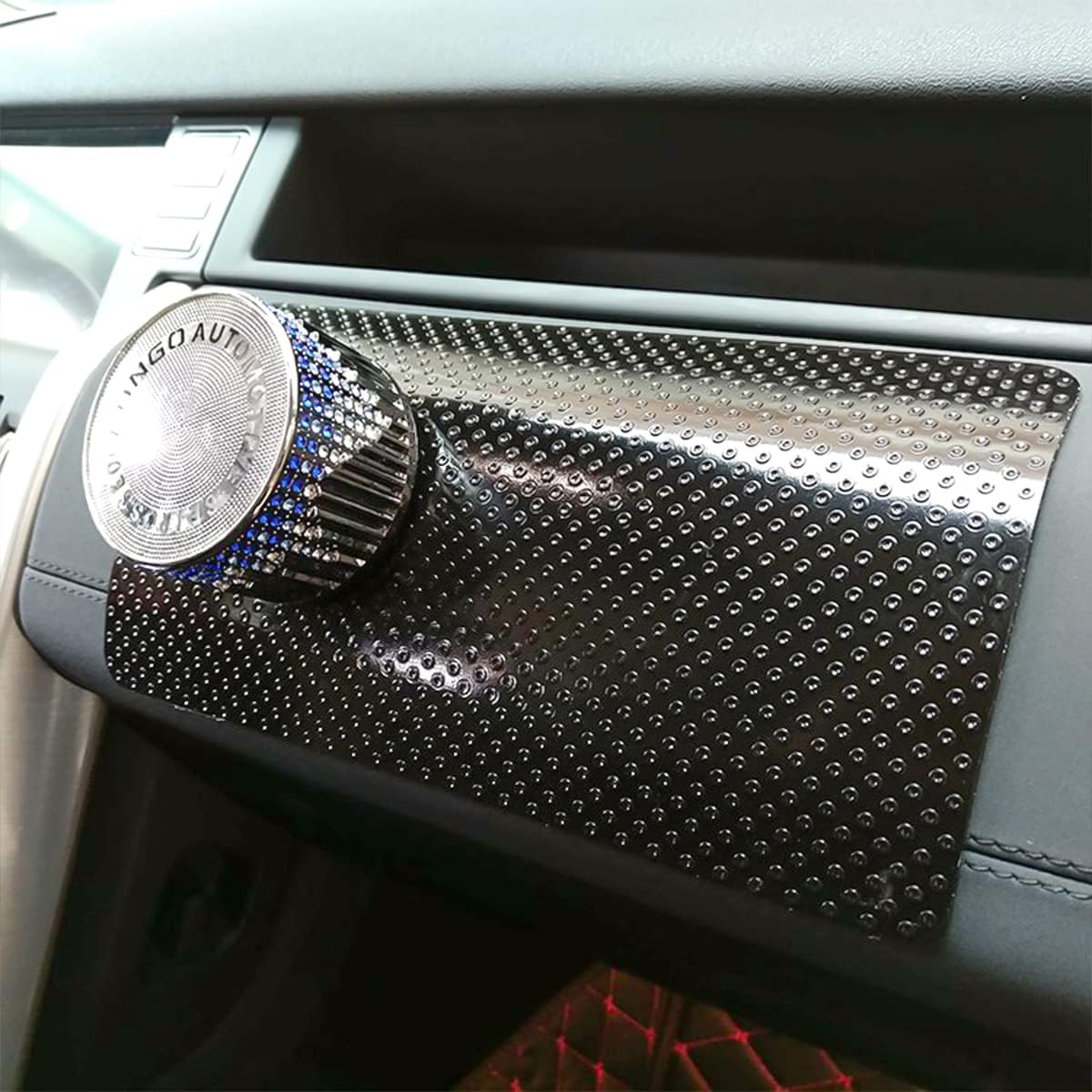 Car Dashboard Anti-Slip Rubber Pad, 10.6"X 5.9" Universal Non-Slip Car Magic Dashboard Sticky Adhesive Mat for Phones Sunglasses Keys Electronic Devices and More Use (Black/Dots) image number 6