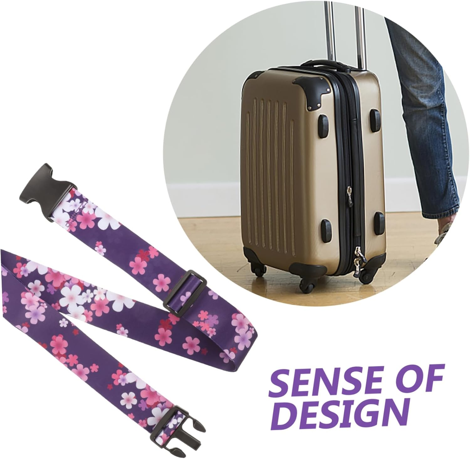TOVINANNA Luggage Strap Suitcase Belt Adjustable Heavy Duty Luggage Wrap for Travel Connector Strap Holder image number 3
