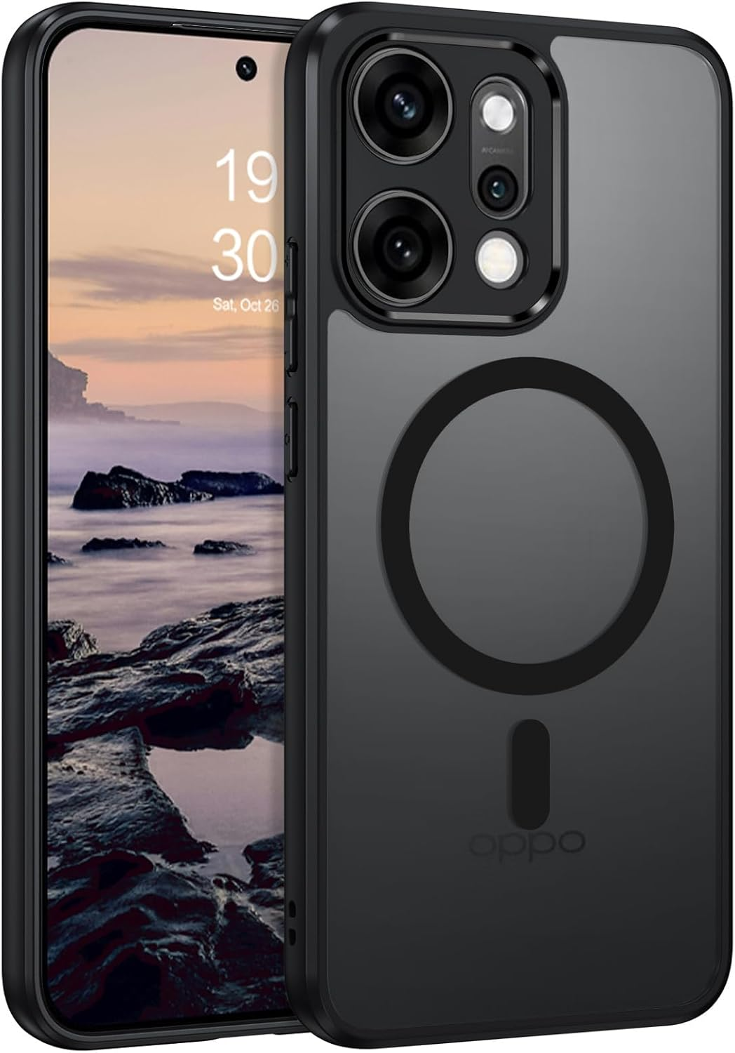 DUEDUE for Oppo Reno 13 Pro 5G 6.83" Case Magnetic, Compatible with Magsafe, [Skin-Touch] Matte Translucent Shockproof Military-Grade Protection Slim Cover for Oppo Reno13 Pro, Black