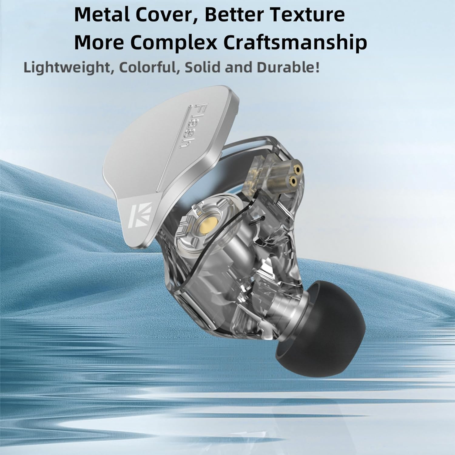 Yinyoo KBEAR Flash in Ear Monitors Hybrid DD BA Dynamic Headphones, Wired Earphones with 2Pin 0.78MM Detachable Cable, Comfortable Fit with Noise Isolation (Blue, No Mic) - Blue image number 2