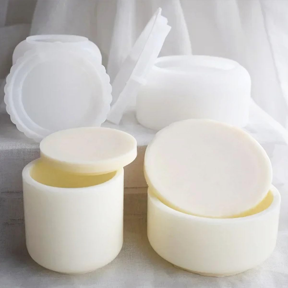 2 PCS Large Jar Resin Molds Box with Lid Silicone Creative Pot Molds for Epoxy Jewelry Trinket Candle Holder Organizer Mold Plant Mold DIY Resin Concrete Crafts Home Decor image number 6