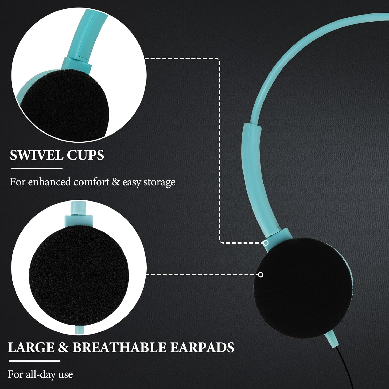 Geekria 24 Pack Wired Headphones for Classroom Adjustable On-Ear Headphones, Kids Headphones Wholesale Children On-Ear Headset for Schools, Student, Libraries, Computer Lab, Bulk Pack image number 2