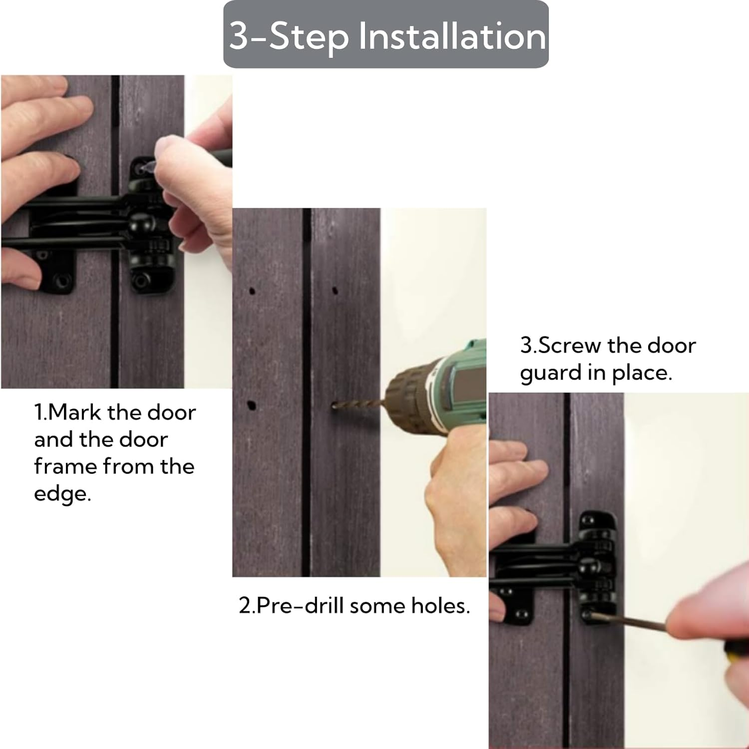 Suytvenxau Home Security Door Lock Swing Bar,Black Alloy Anti-Theft Door Guard Latch for Front and inside Door, Reinforced Door Latch for Safety & Security and Hotel Door Safety Lock image number 4